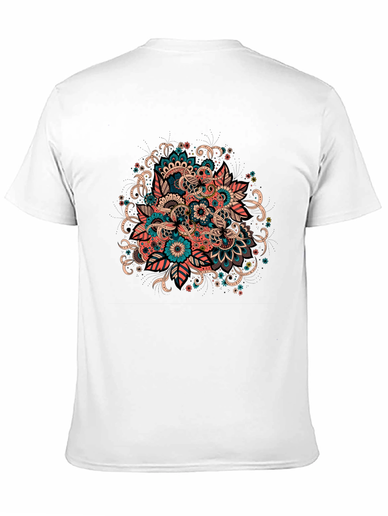 Floral Mandala Graphic Tee - Black Cotton T-Shirt