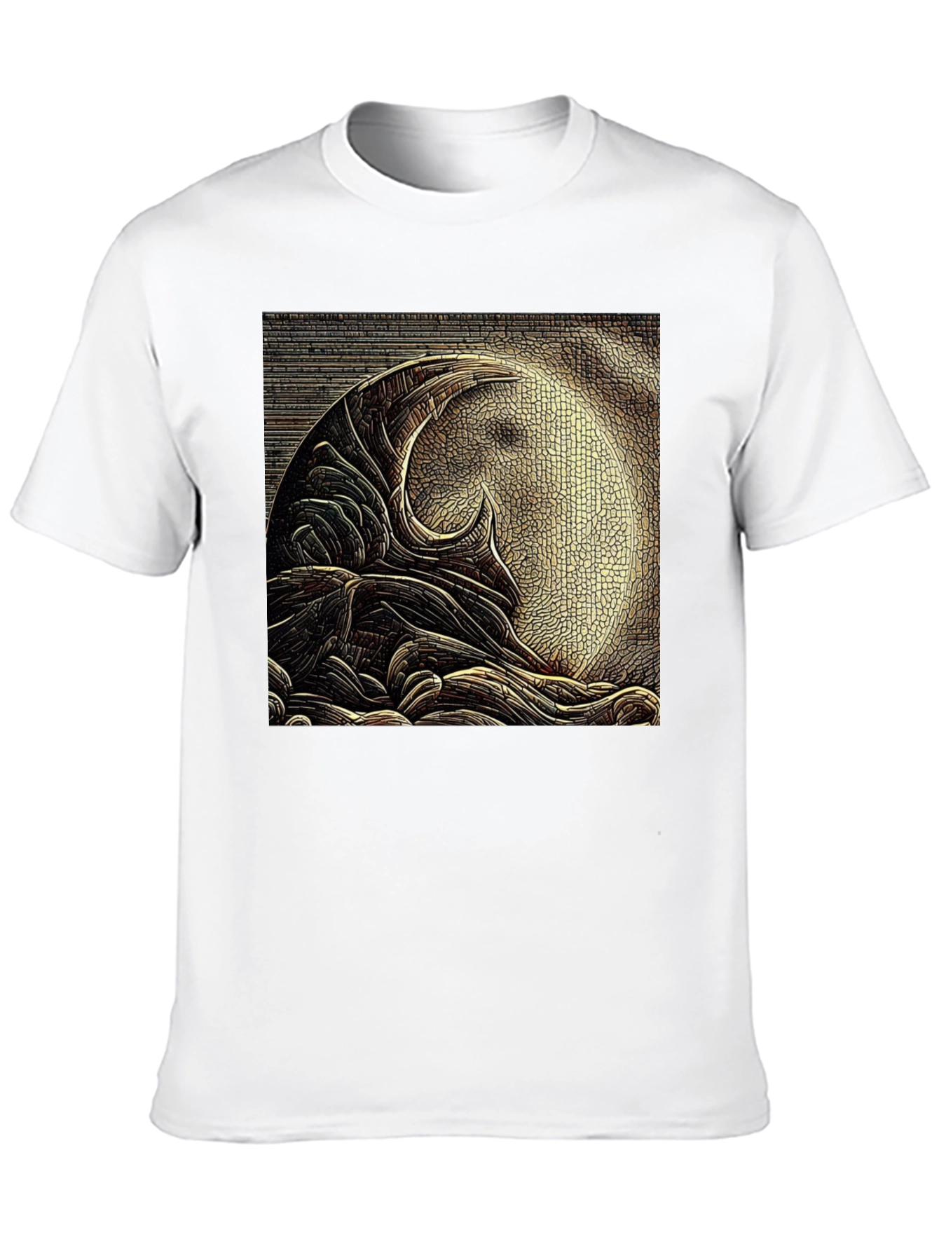 Abstract Moon Design Black T-Shirt