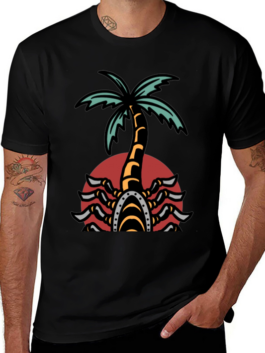 Palm Tree Scorpion Graphic T-Shirt