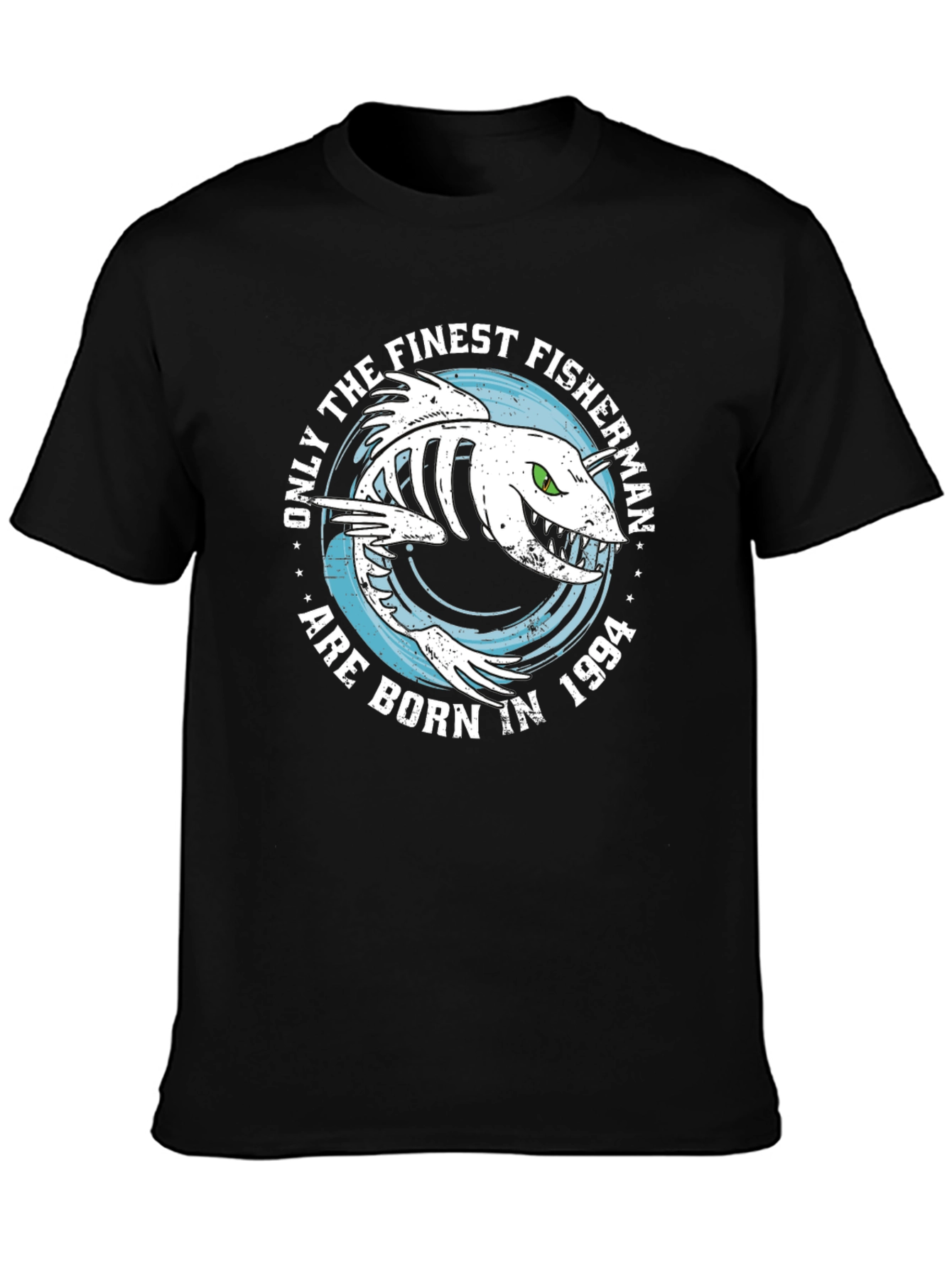 Finest Fisherman Born in 1994 Black Graphic Tee
