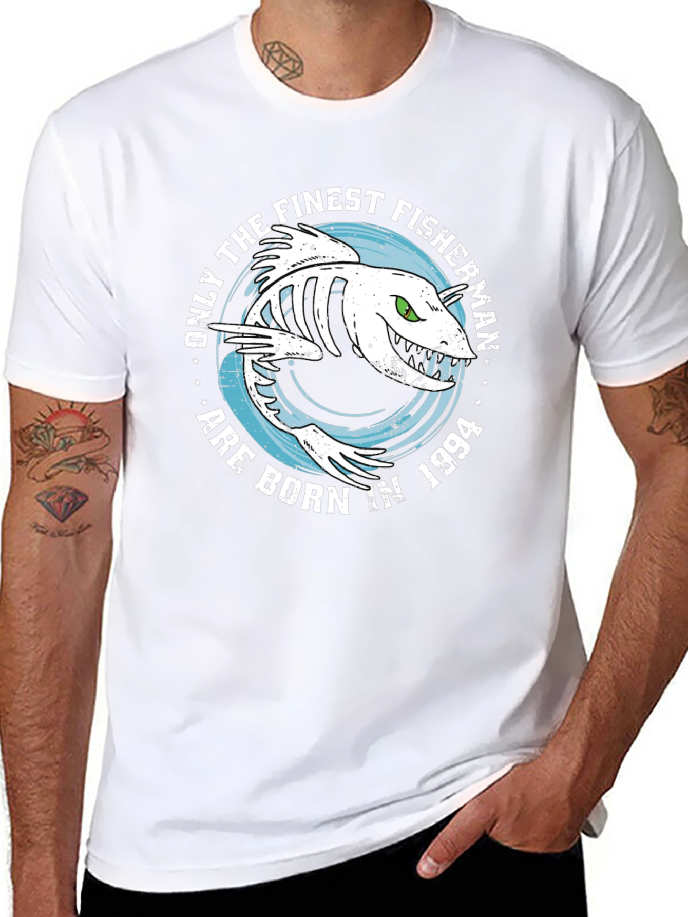 Finest Fisherman Born in 1994 Black Graphic Tee