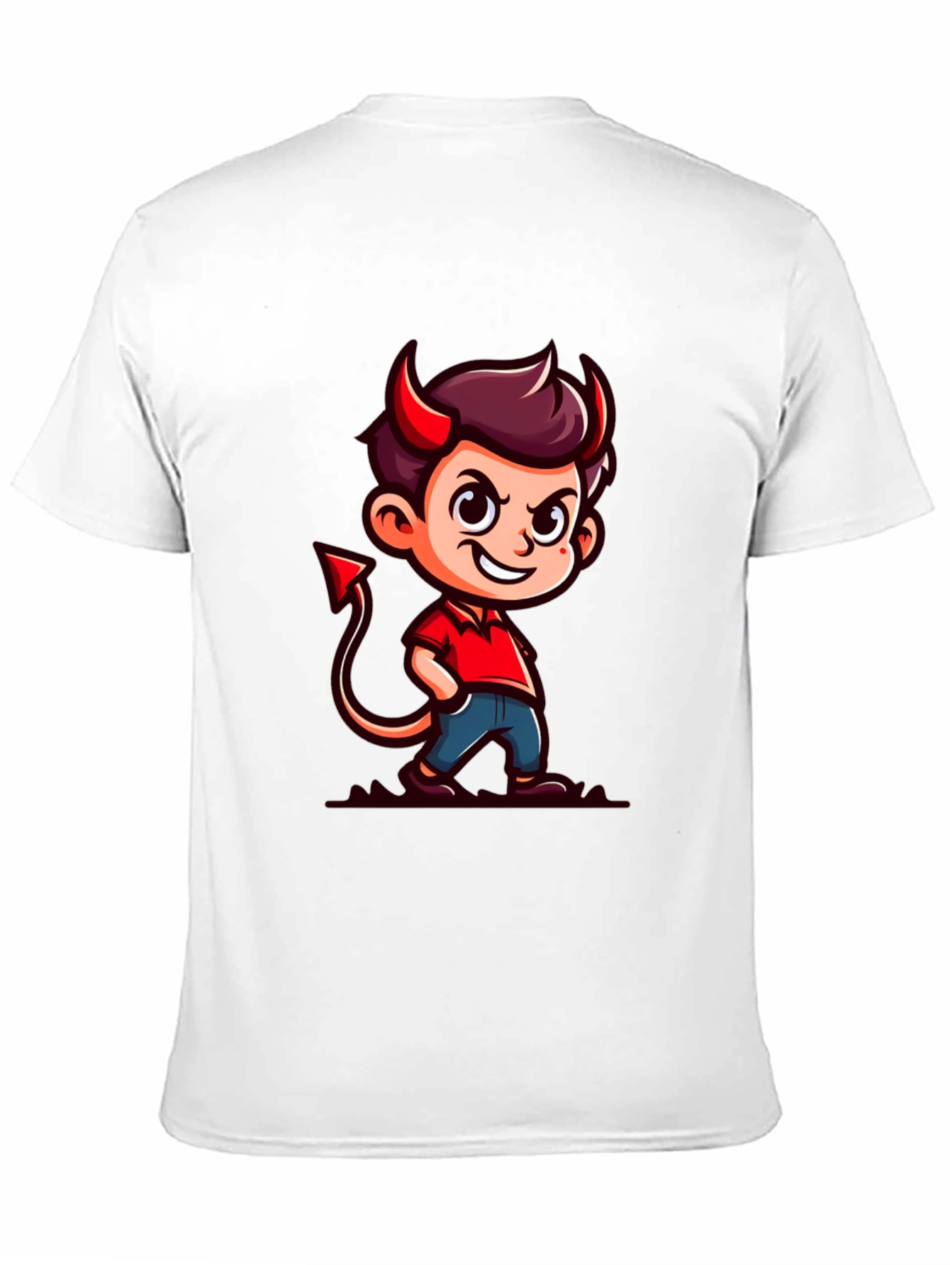 Devil Cartoon Graphic Tee - Black T-Shirt