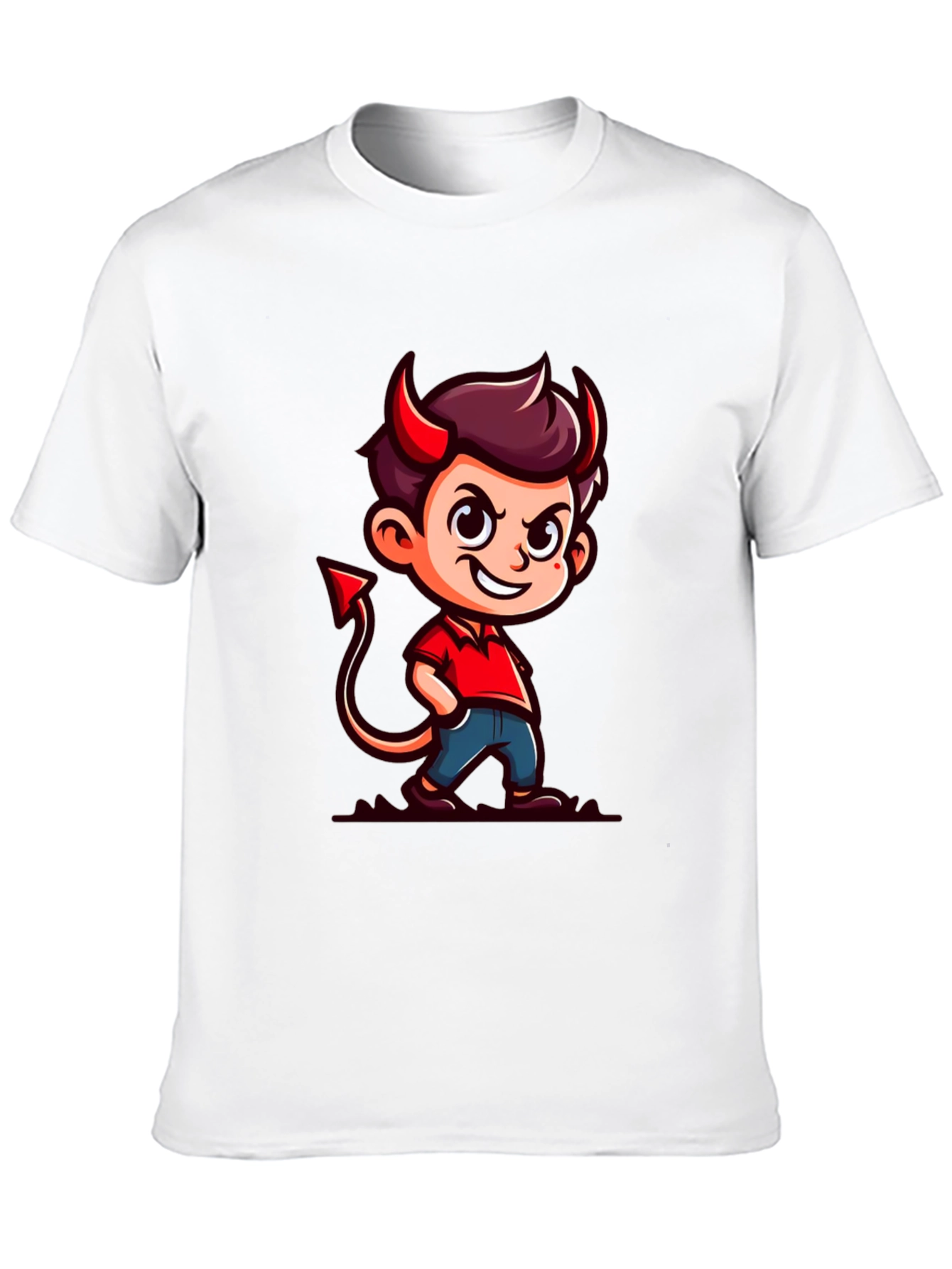 Devil Cartoon Graphic Tee - Black T-Shirt