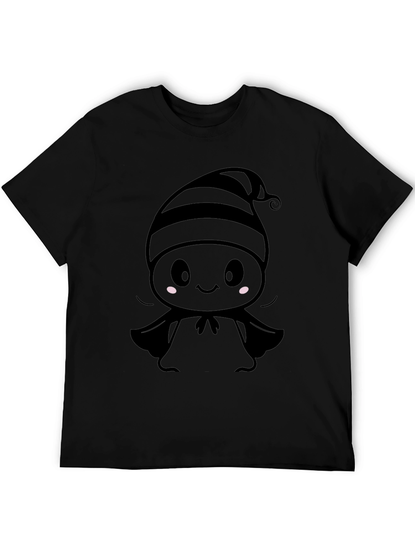 Cute Cartoon Ghost T-Shirt - Black