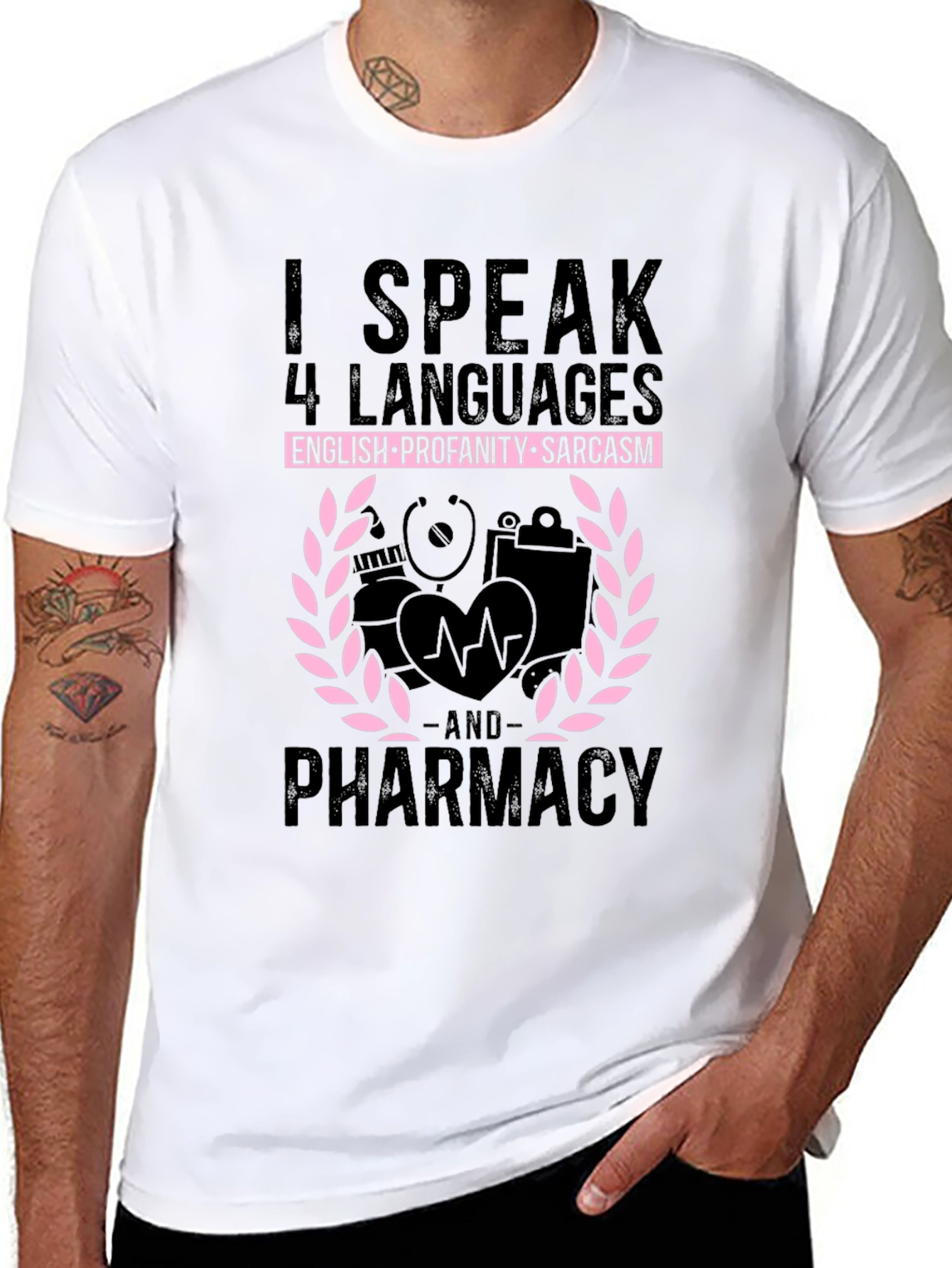 Funny Pharmacy T-Shirt: Speak 4 Languages