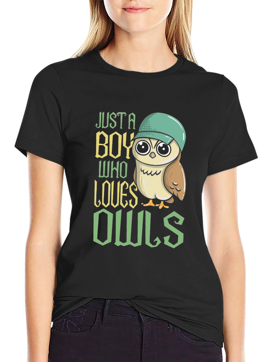 Just a Boy Who Loves Owls T-Shirt - Graphic Tee