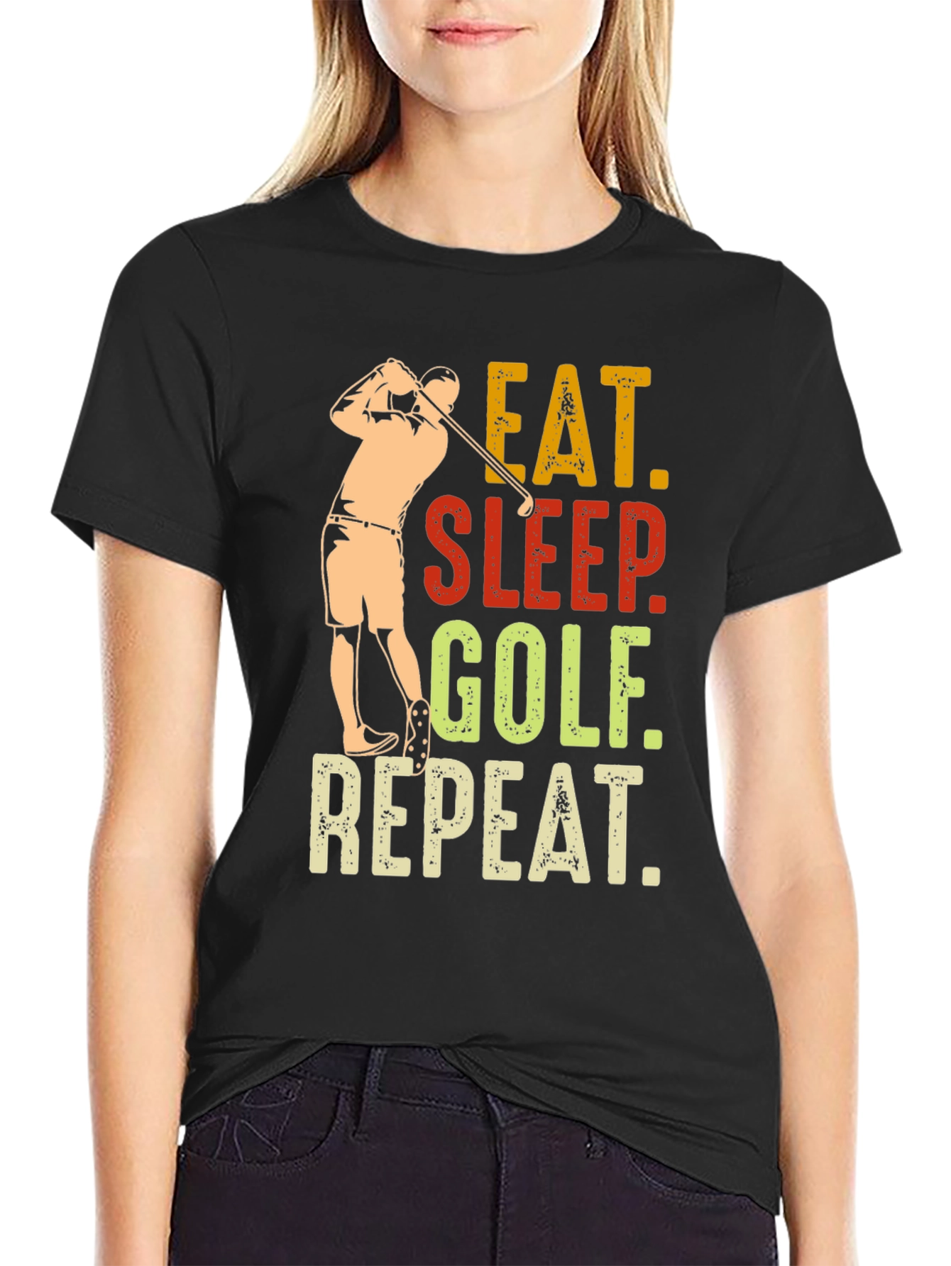 Eat Sleep Golf Repeat Graphic Tee