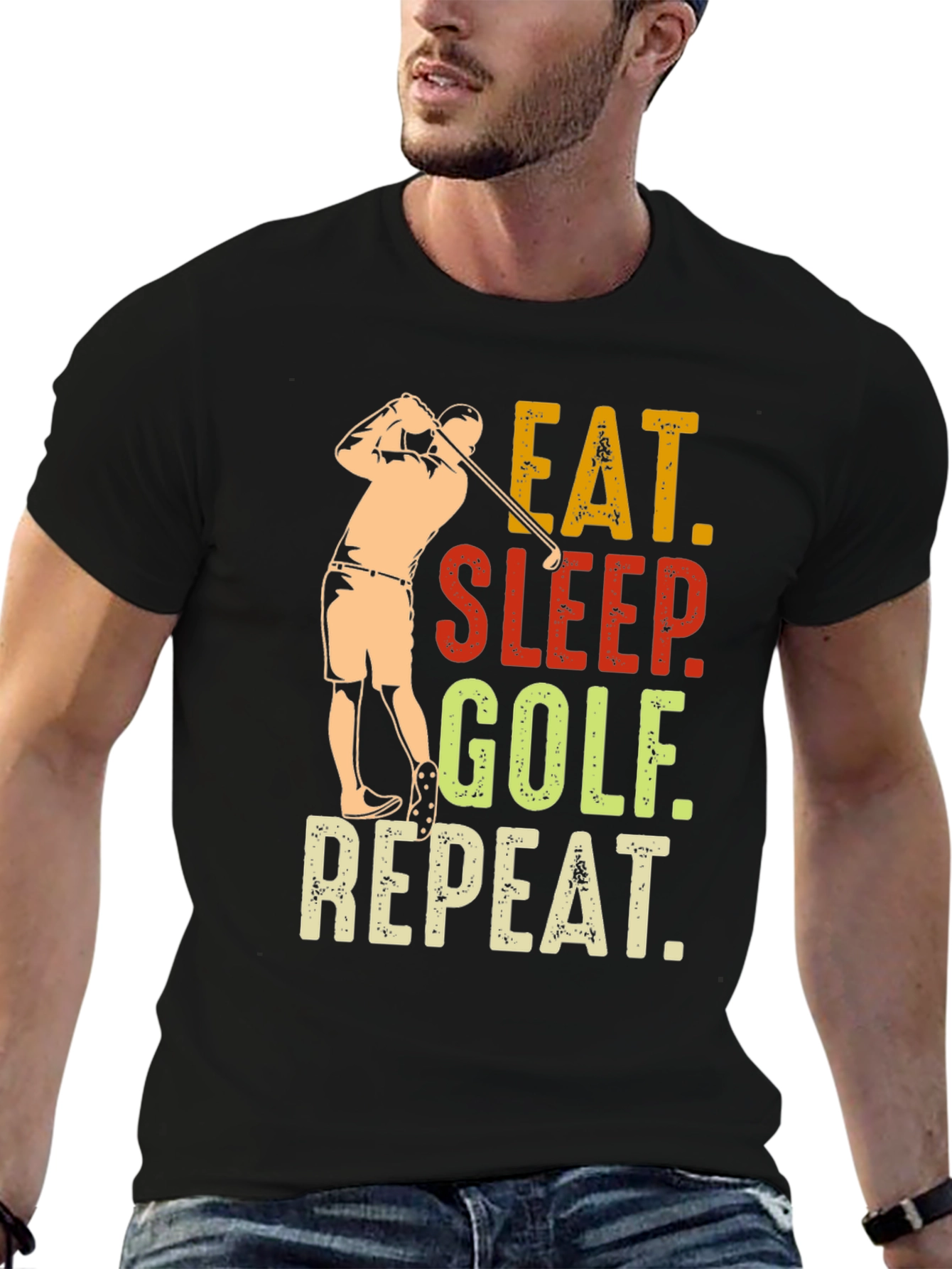 Eat Sleep Golf Repeat Graphic Tee