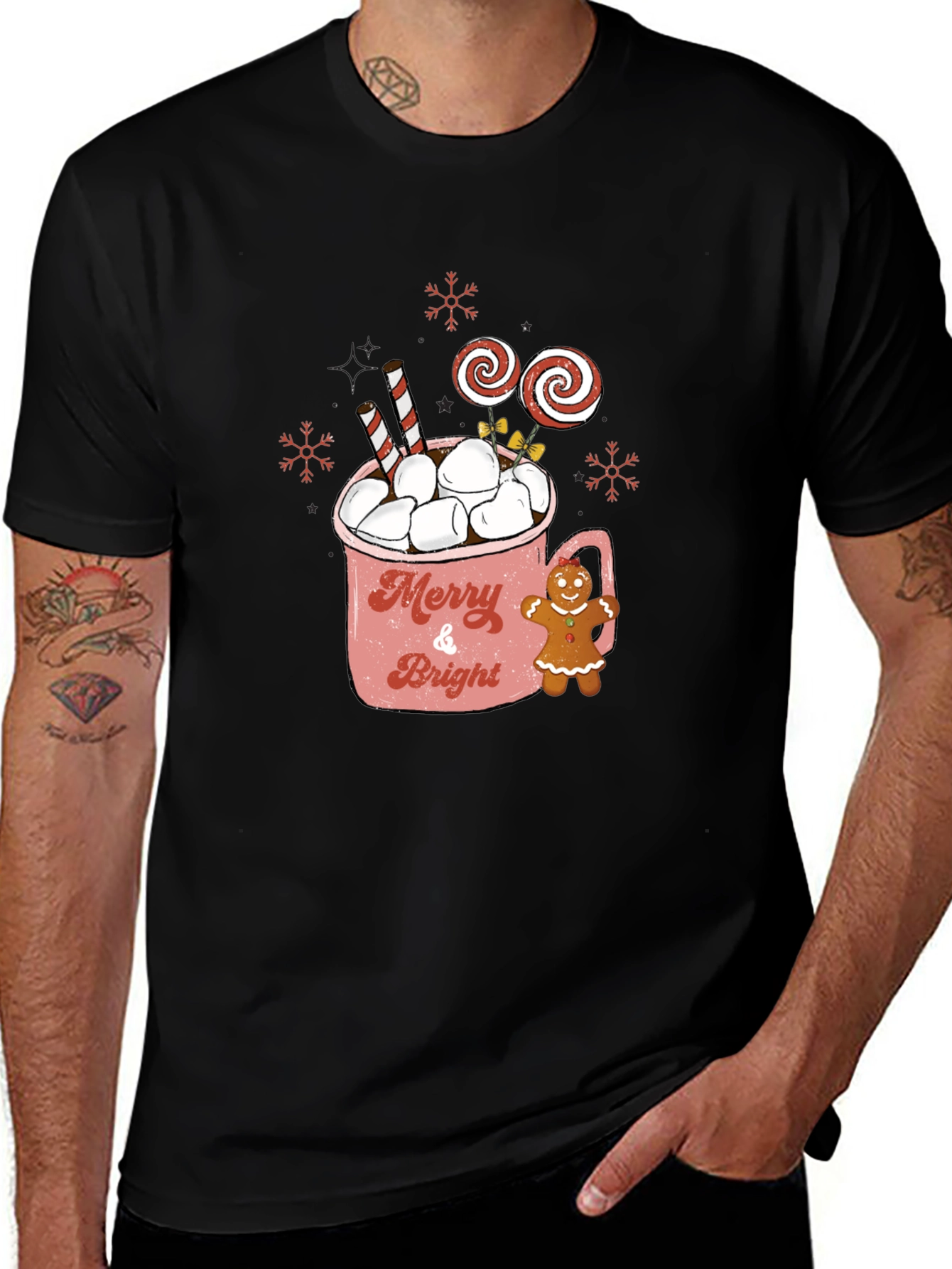 Merry & Bright Hot Cocoa Christmas T-Shirt