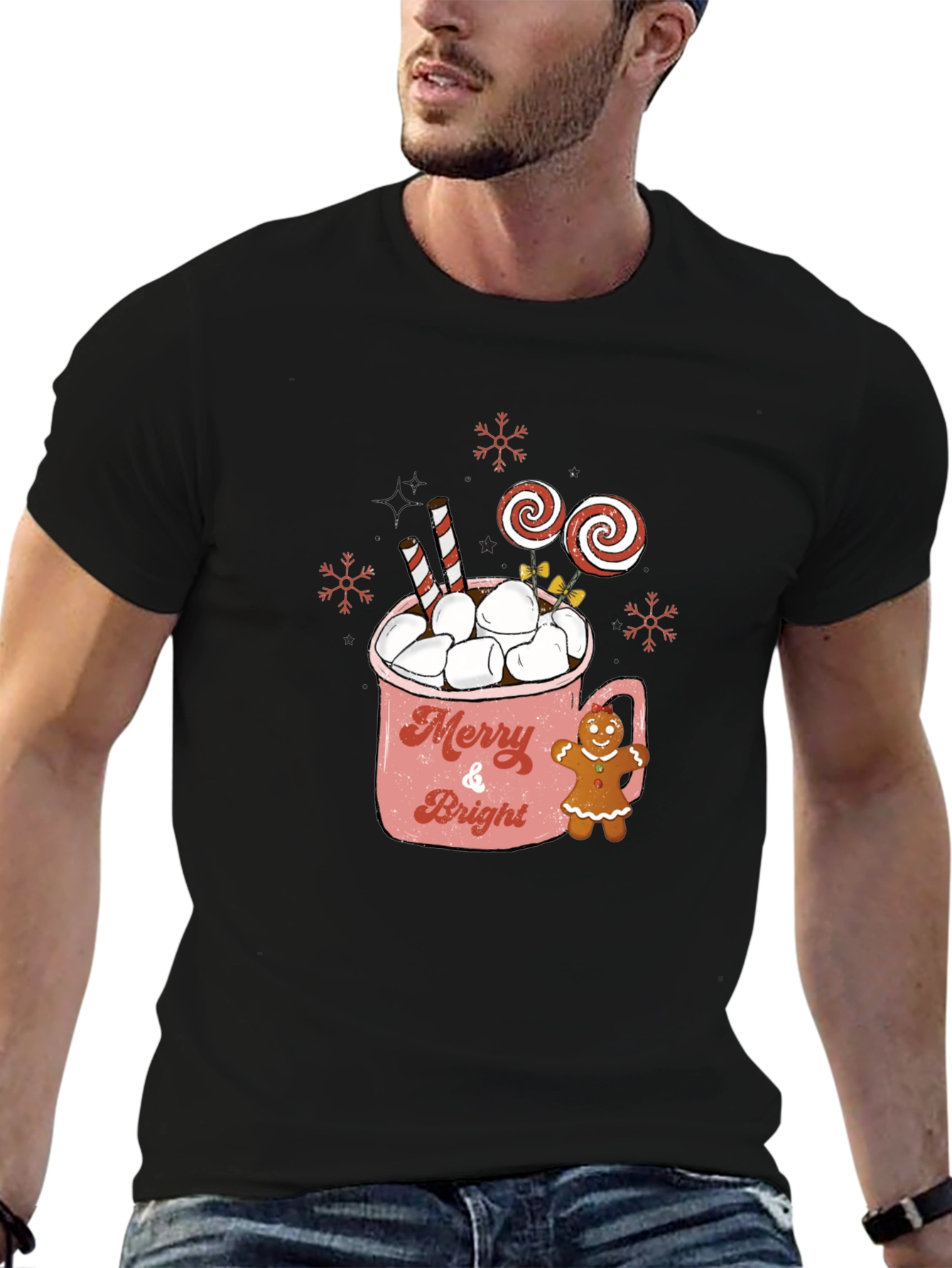 Merry & Bright Hot Cocoa Christmas T-Shirt