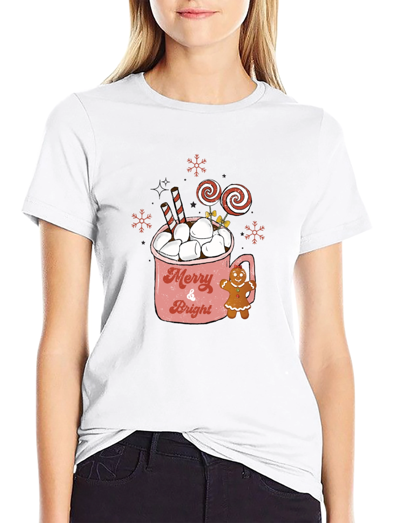 Merry & Bright Hot Cocoa Christmas T-Shirt