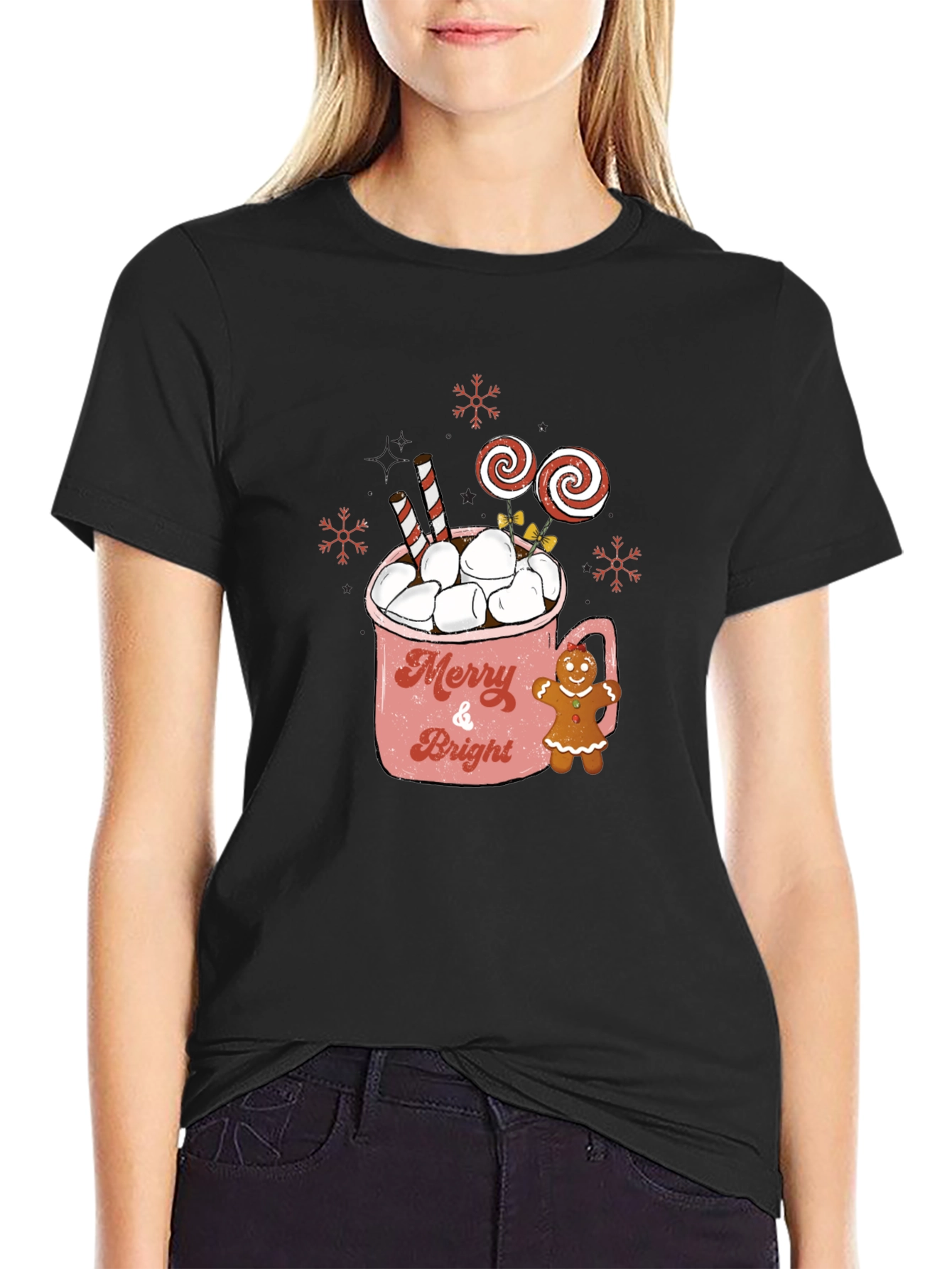 Merry & Bright Hot Cocoa Christmas T-Shirt