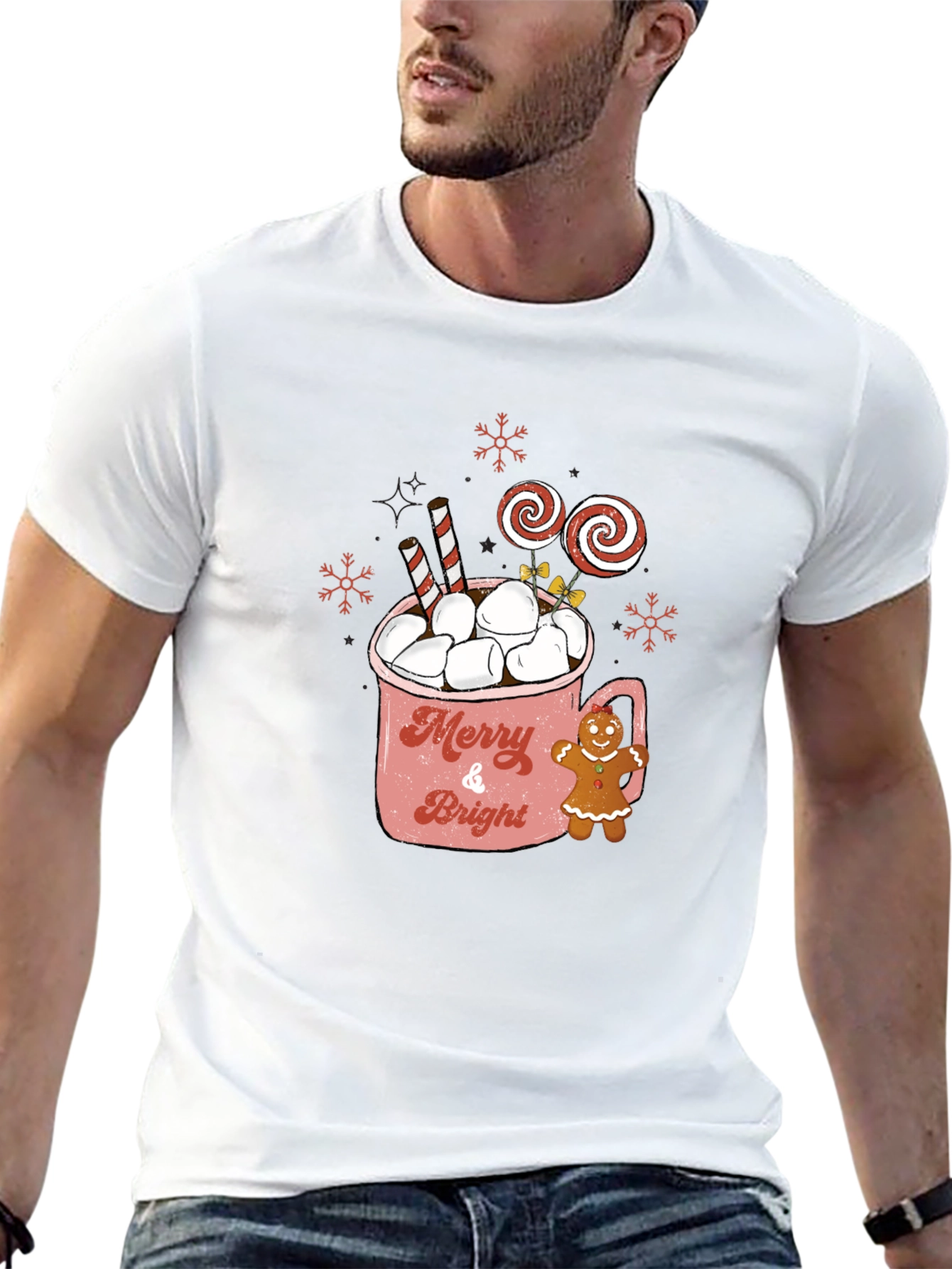 Merry & Bright Hot Cocoa Christmas T-Shirt