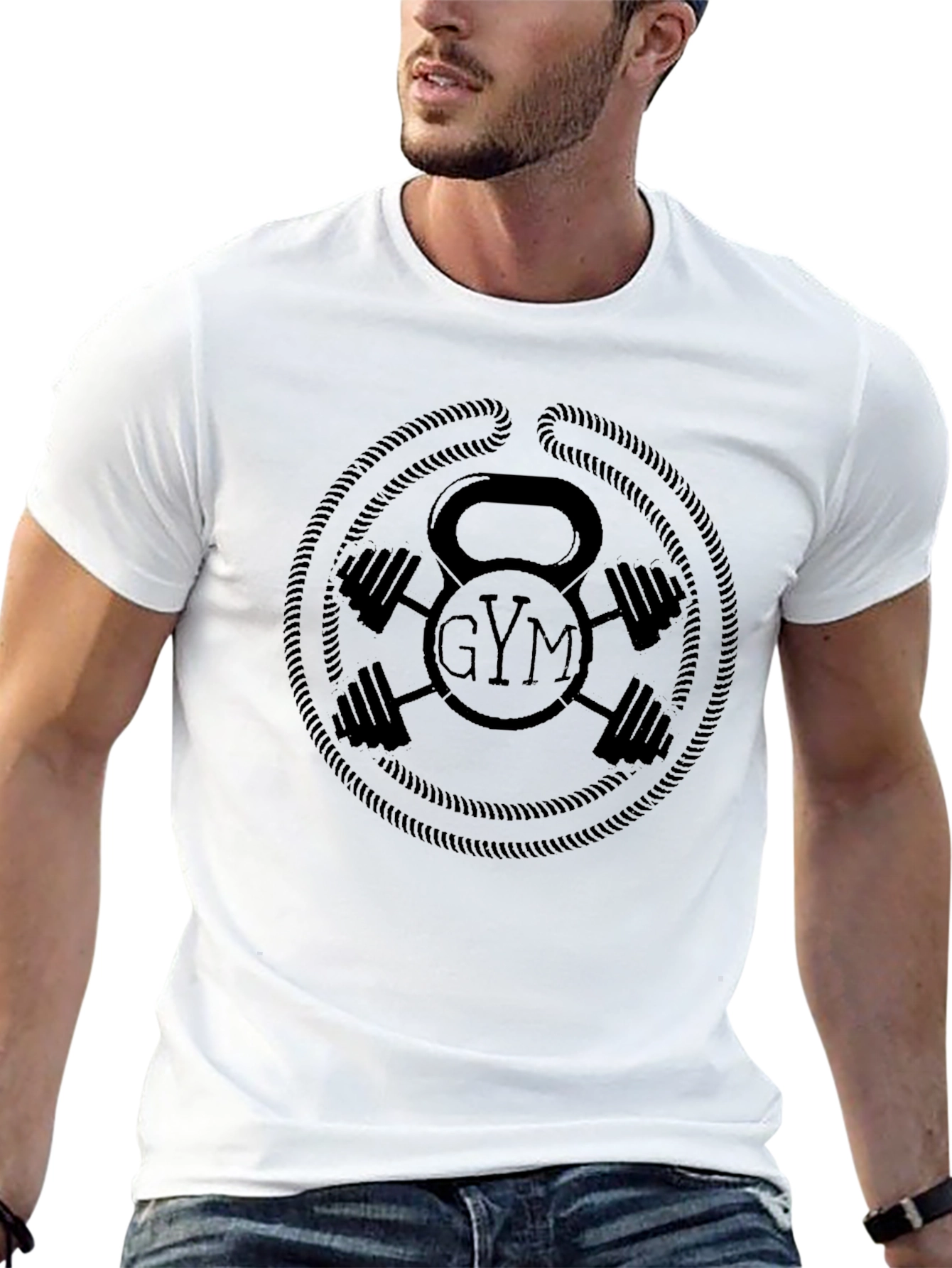 Gym T-Shirt Kettlebell Dumbbell Fitness Tee