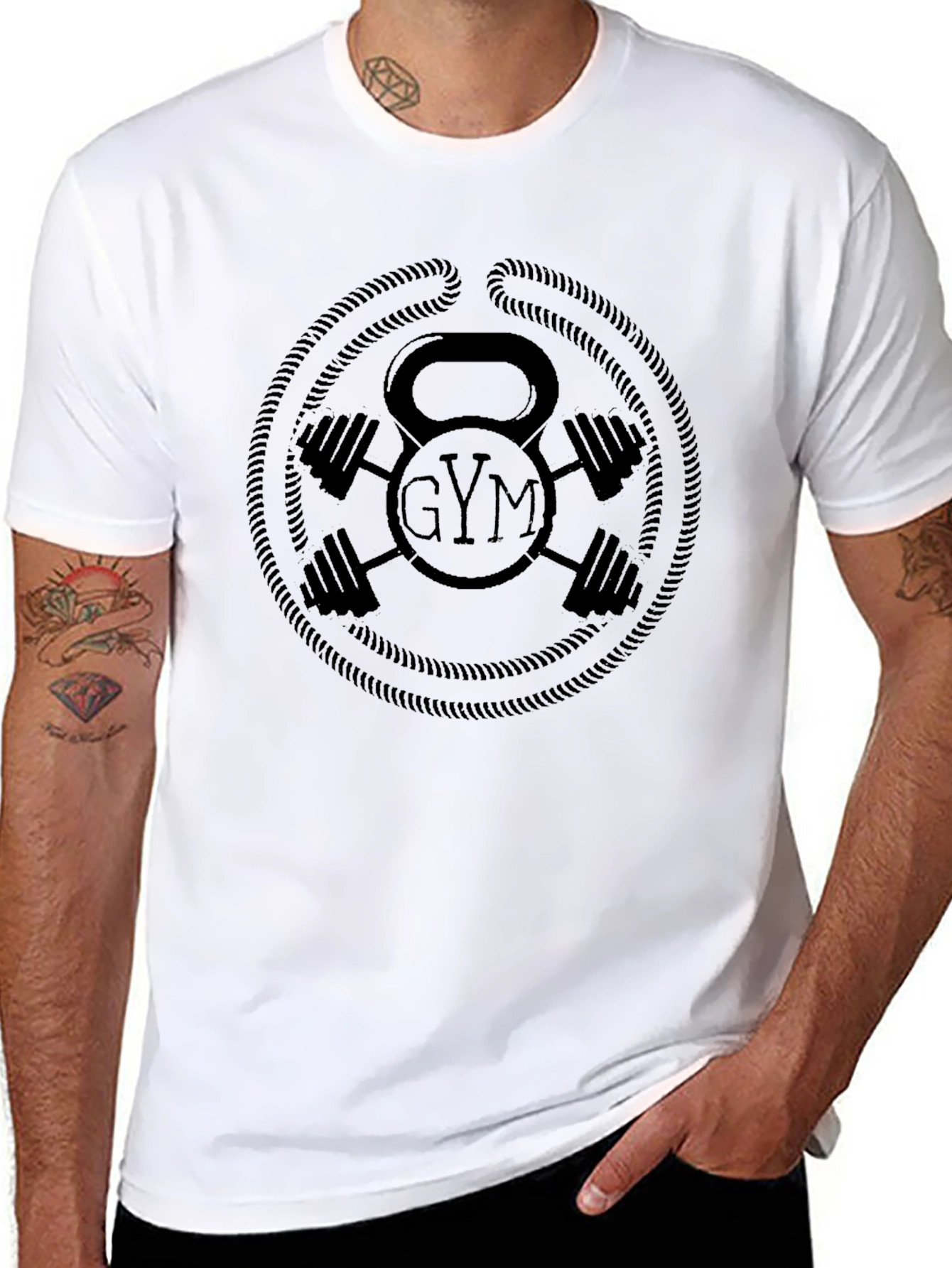 Gym T-Shirt Kettlebell Dumbbell Fitness Tee
