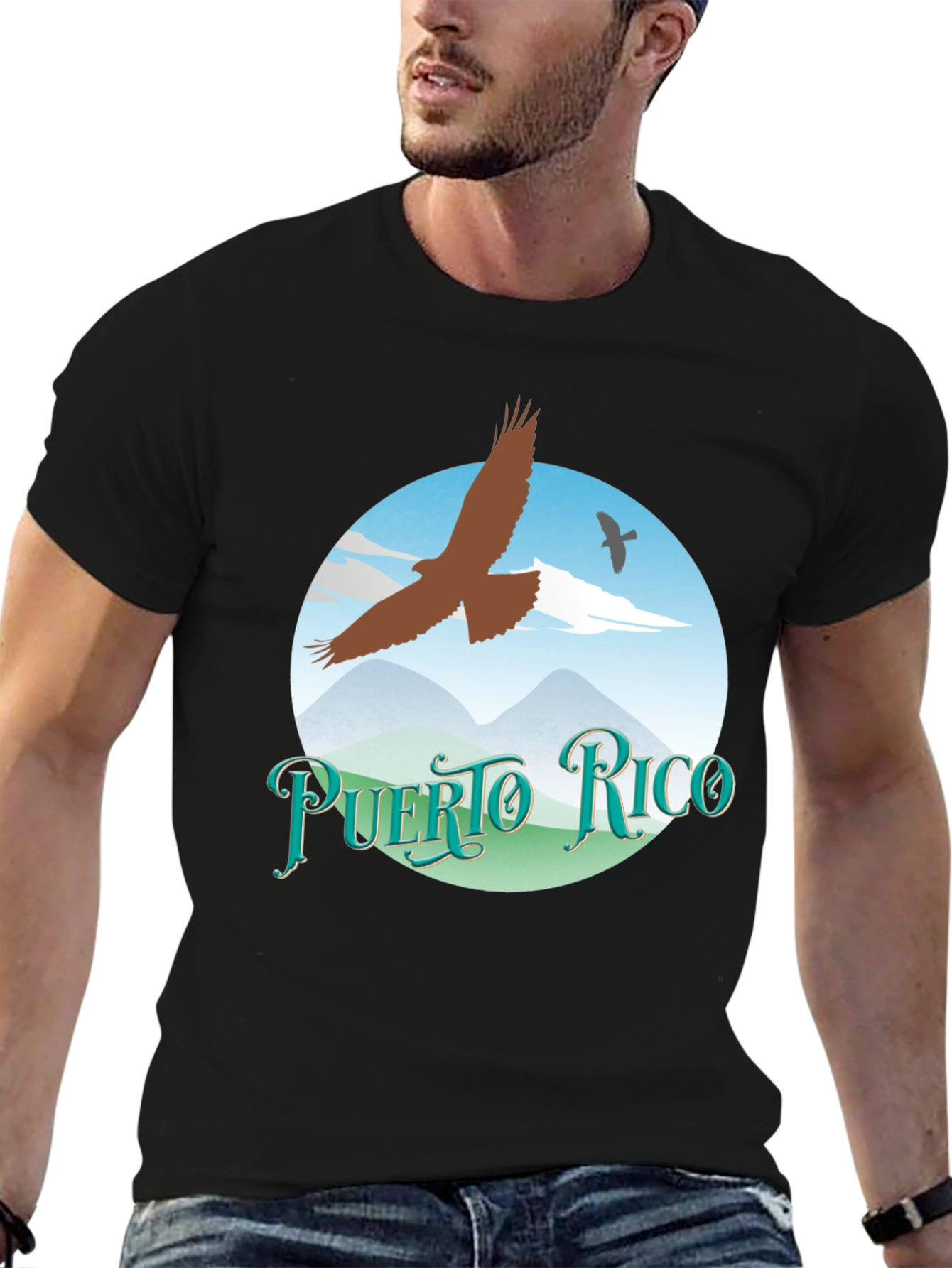 Puerto Rico Eagle Graphic Tee - Black