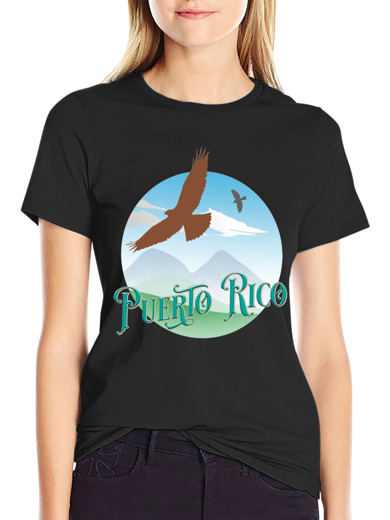 Puerto Rico Eagle Graphic Tee - Black