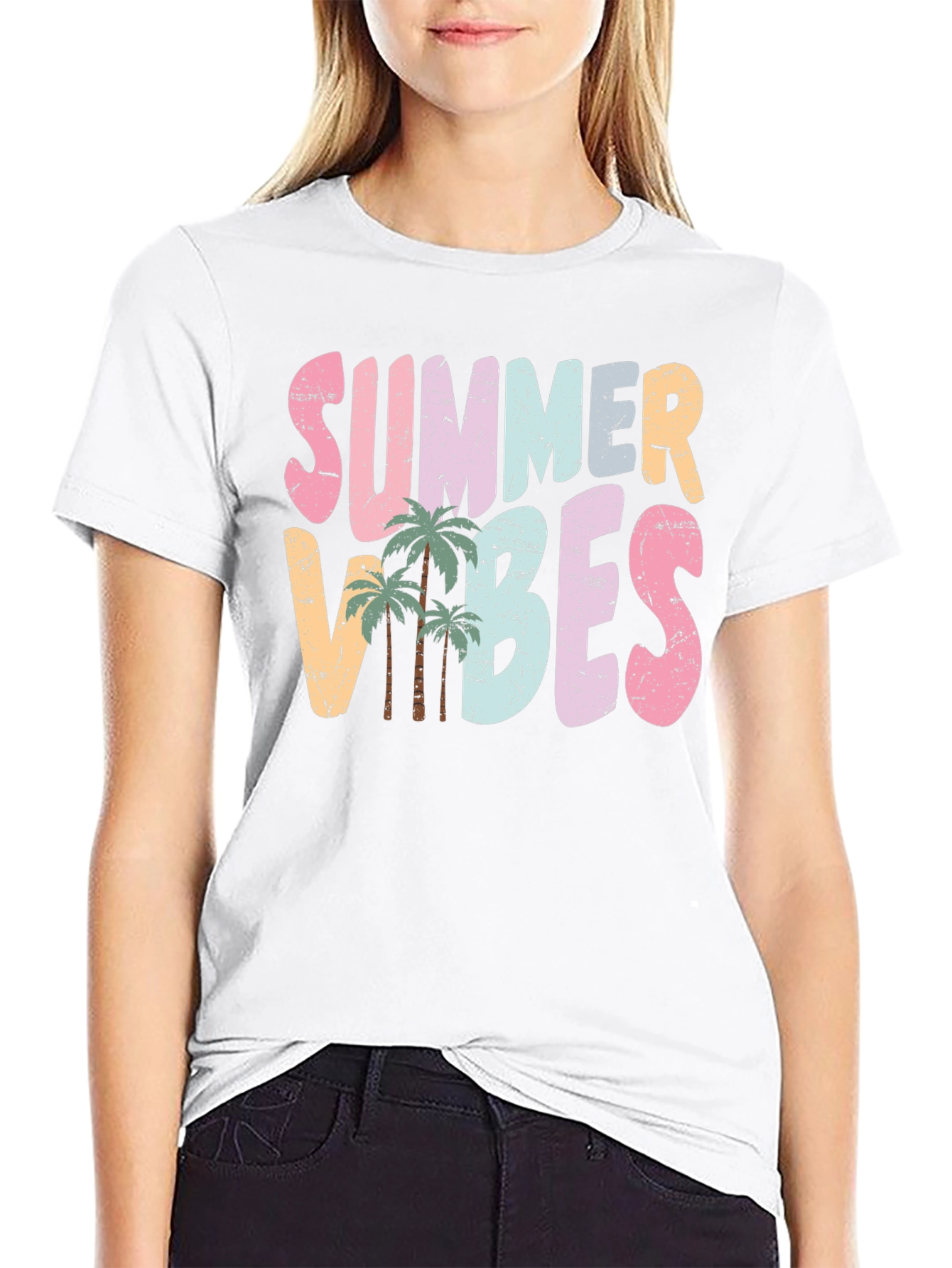 Summer Vibes Graphic Tee - Palm Tree Design