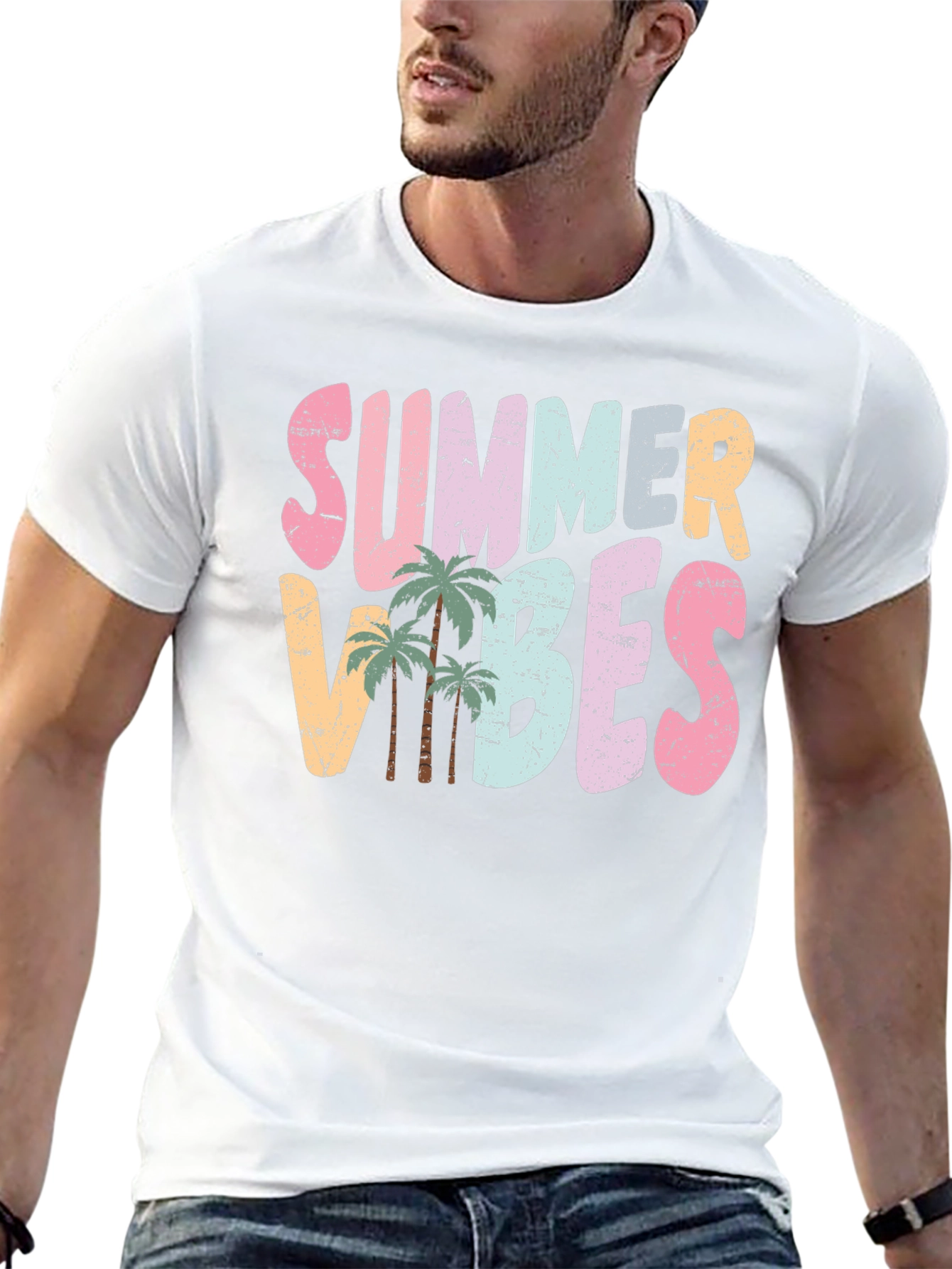 Summer Vibes Graphic Tee - Palm Tree Design