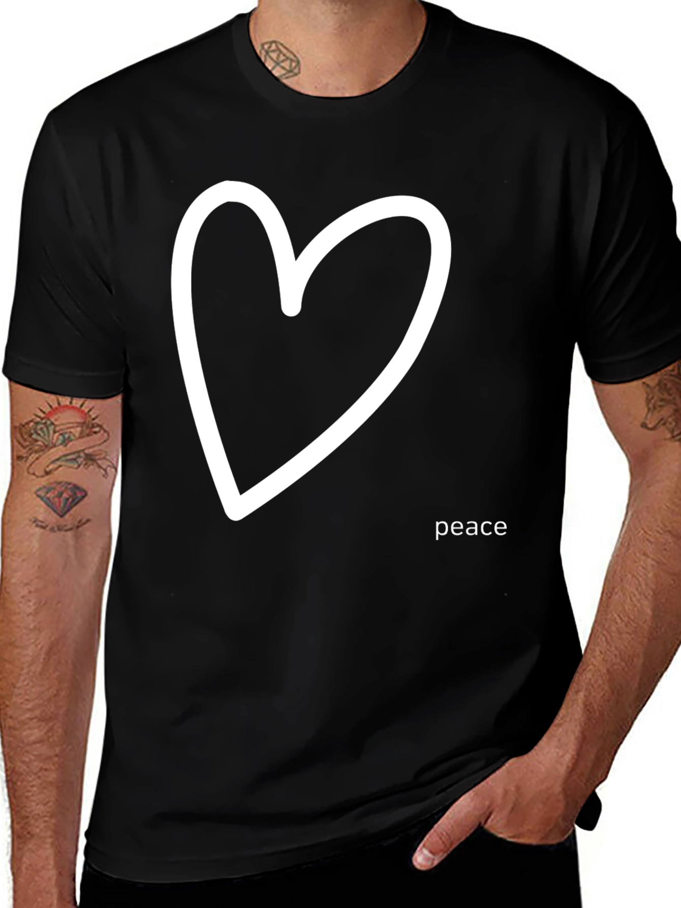 Peace Heart Graphic Tee - Black