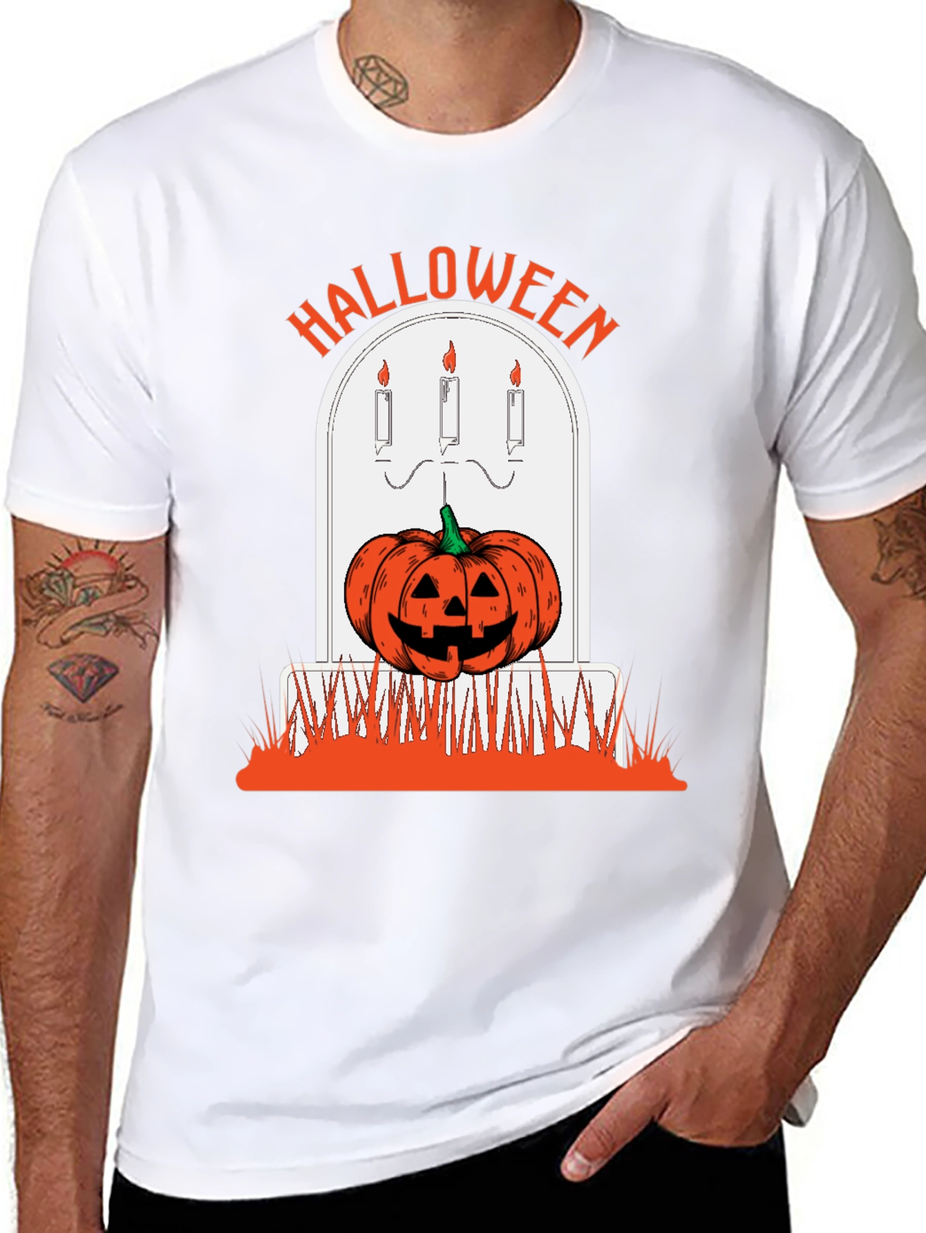 Halloween Pumpkin Tombstone Graphic Tee