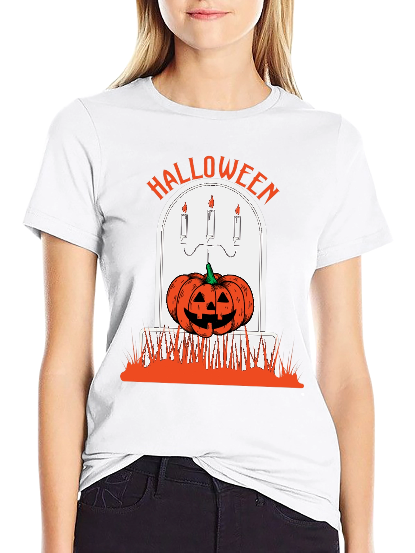 Halloween Pumpkin Tombstone Graphic Tee