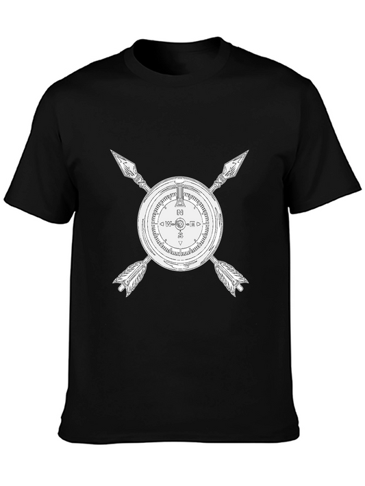 Compass & Arrows Graphic Tee - Black Cotton Blend