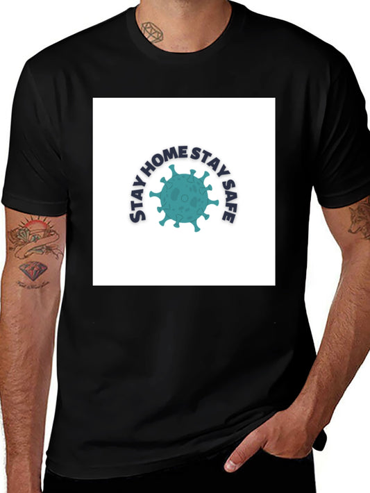 Stay Home Stay Safe Graphic Tee - Black