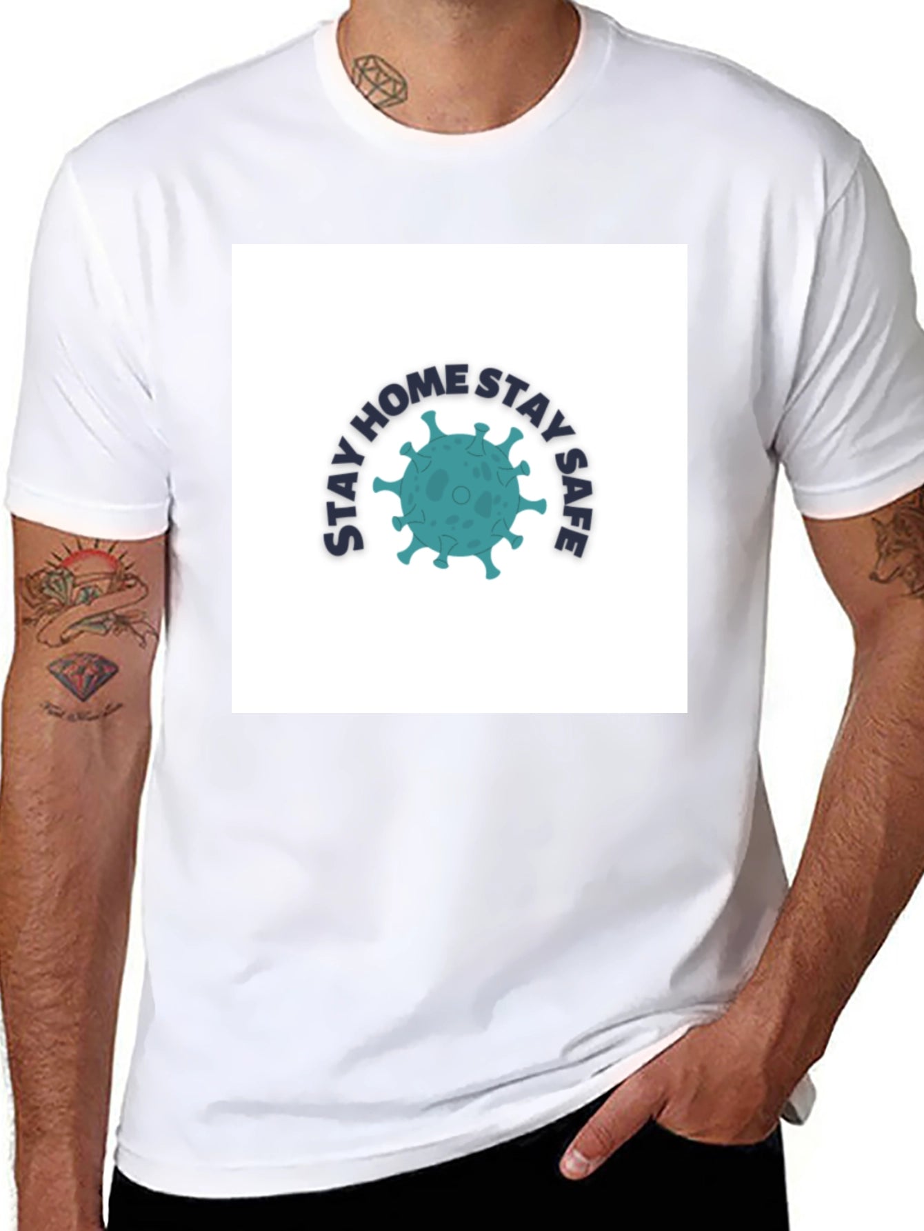 Stay Home Stay Safe Graphic Tee - Black