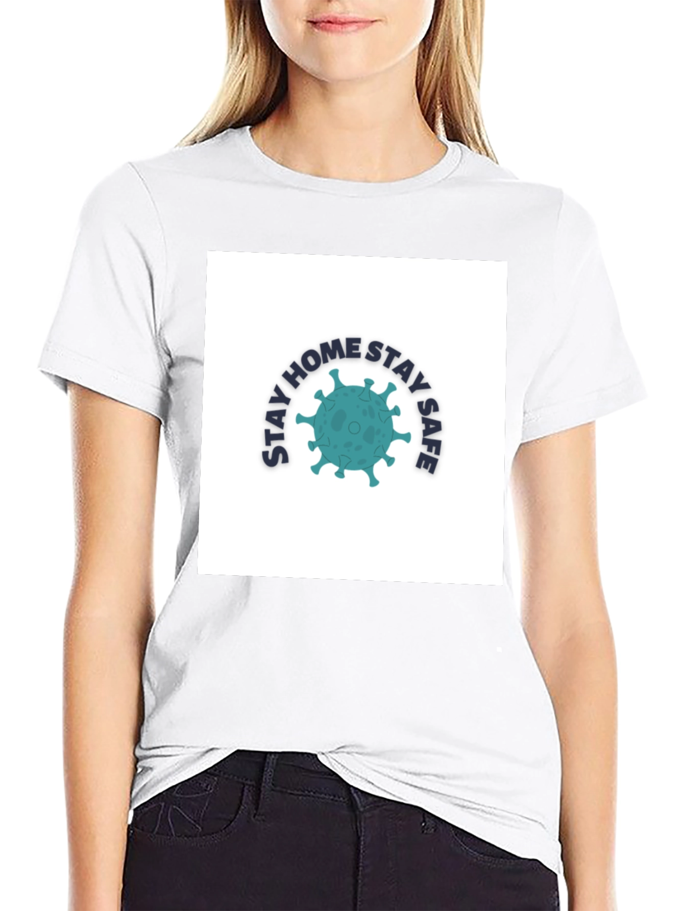 Stay Home Stay Safe Graphic Tee - Black