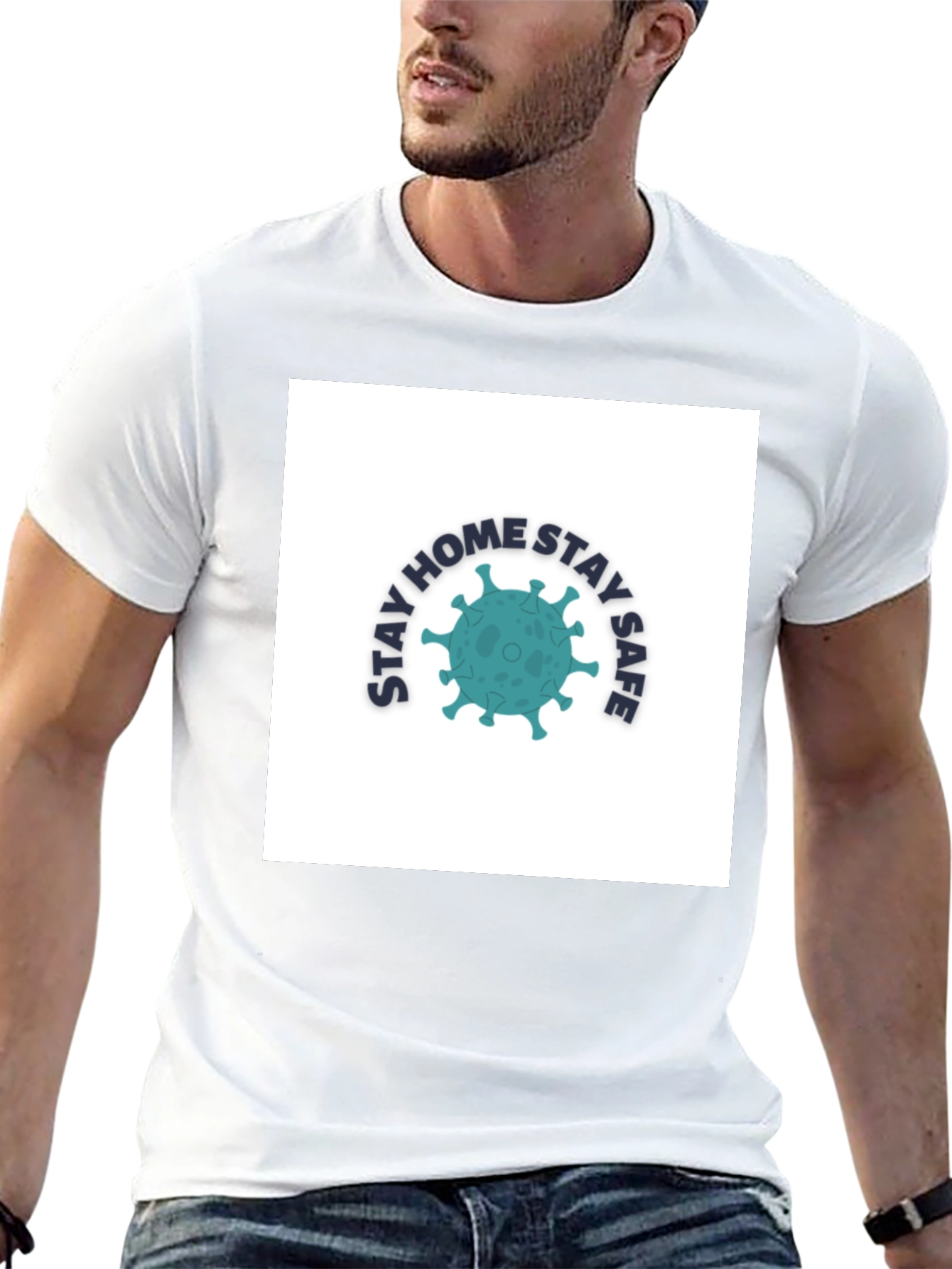 Stay Home Stay Safe Graphic Tee - Black