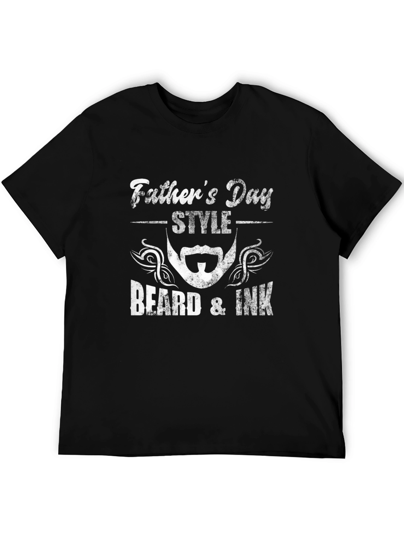 Fathers Day Beard & Ink Style Black T-Shirt