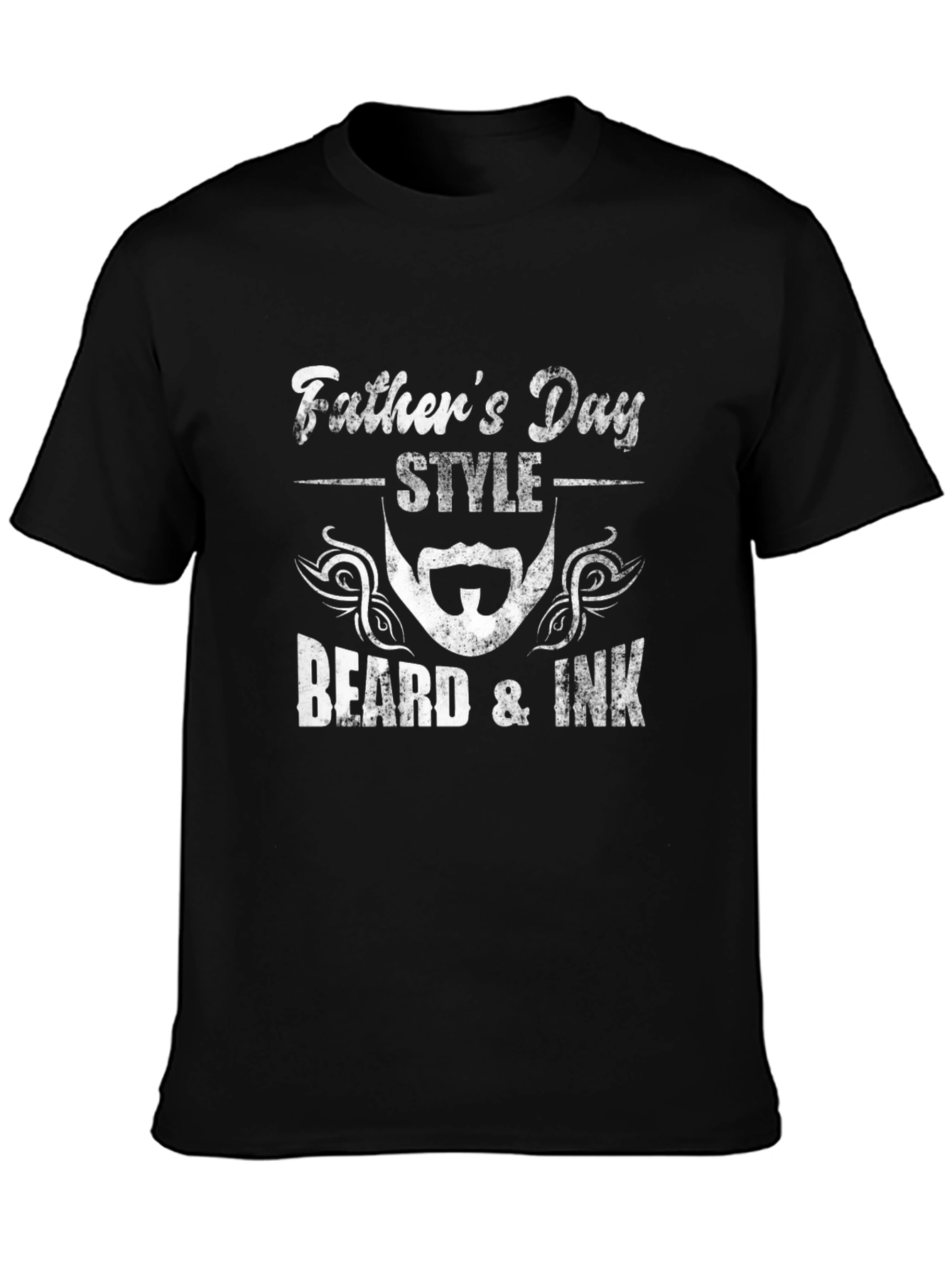 Fathers Day Beard & Ink Style Black T-Shirt