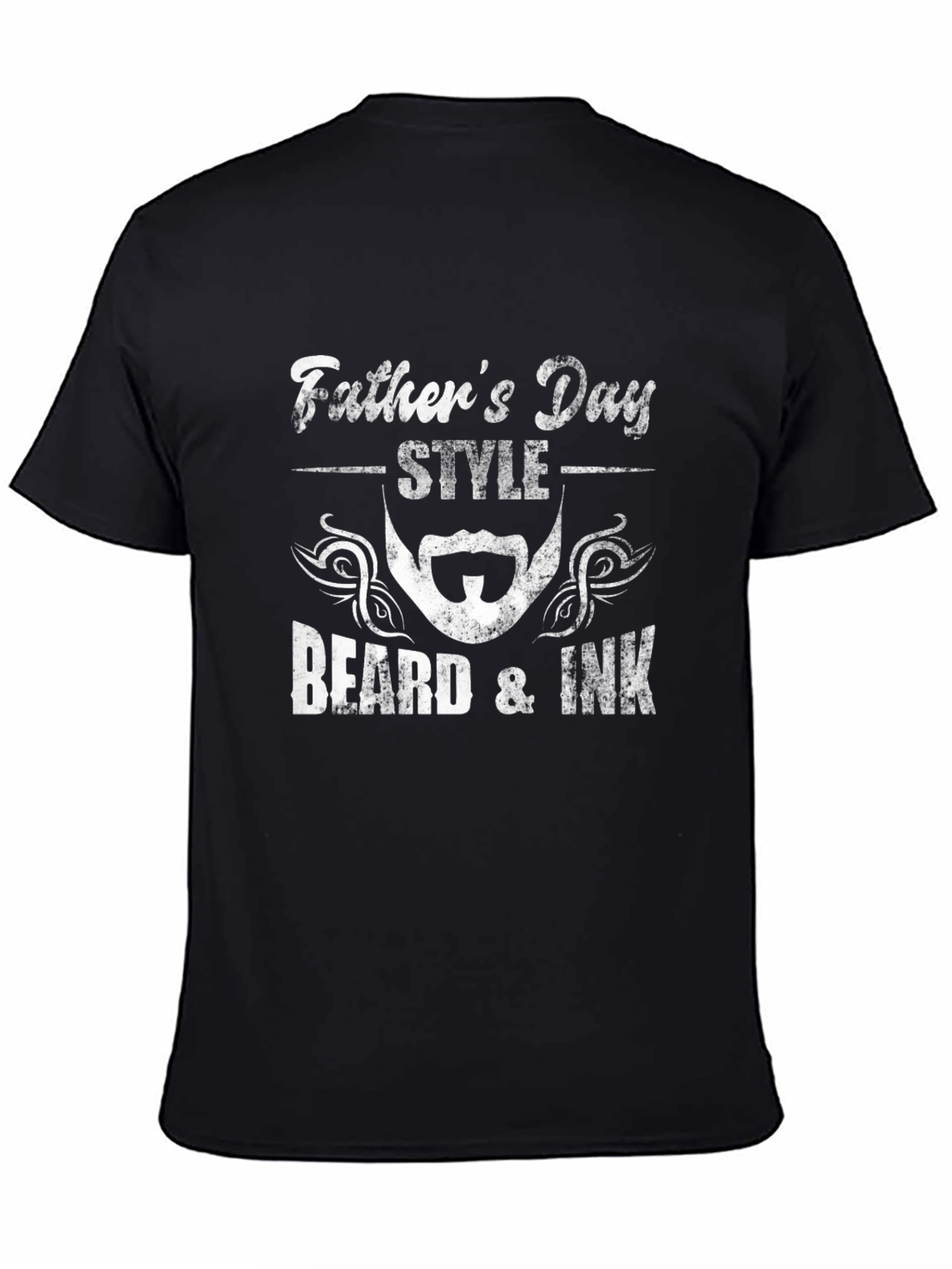 Fathers Day Beard & Ink Style Black T-Shirt