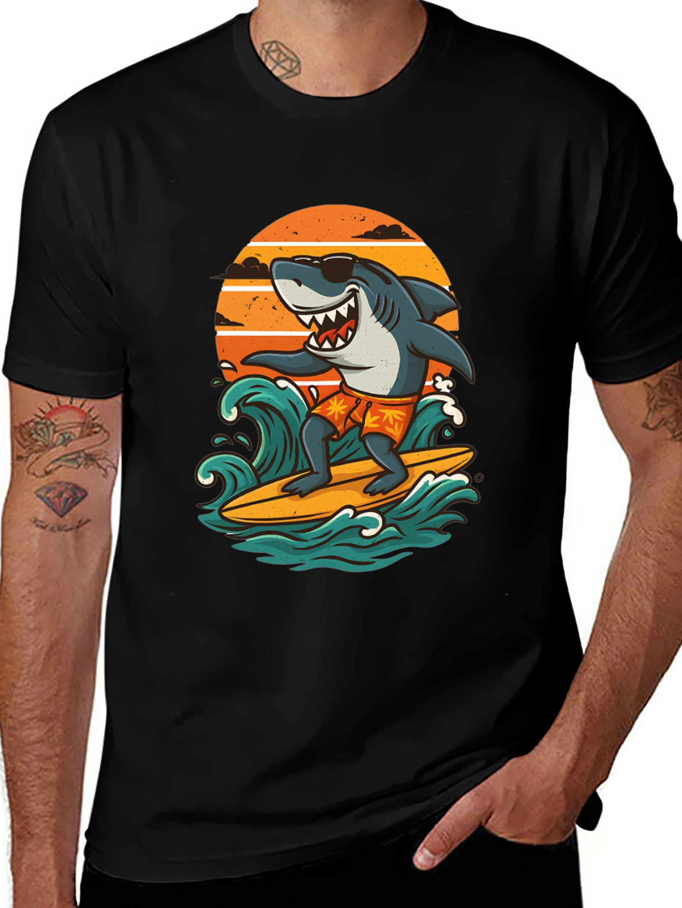 Surfing Shark Graphic Tee
