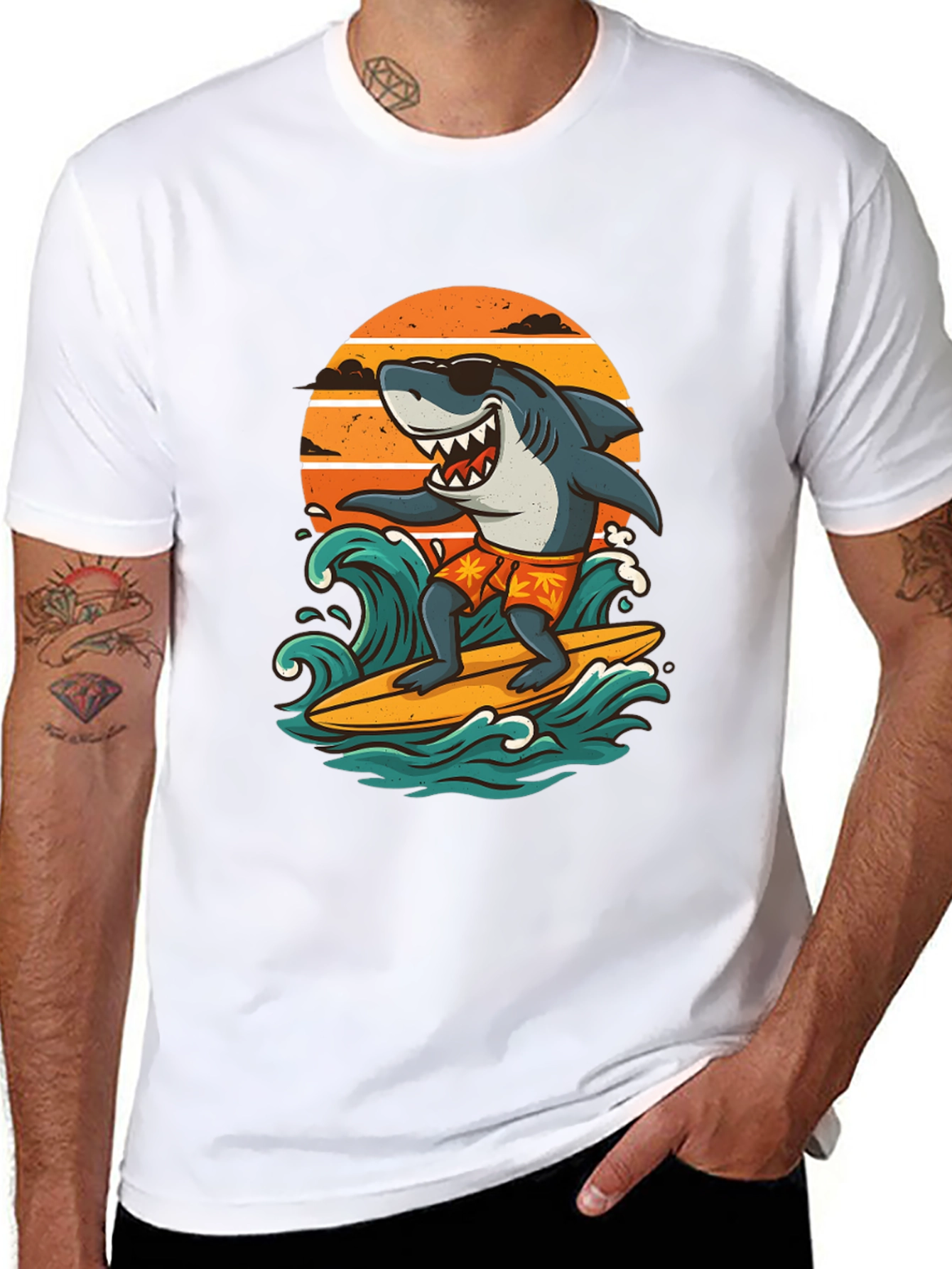 Surfing Shark Graphic Tee