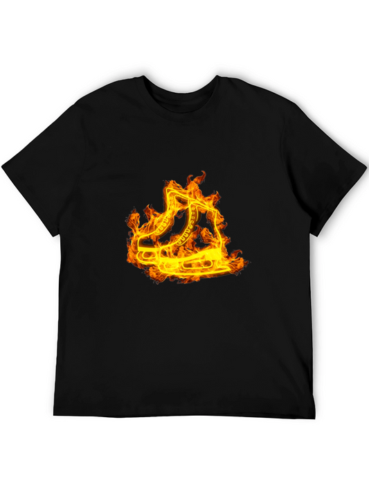 Flaming Ice Skate Black T-Shirt