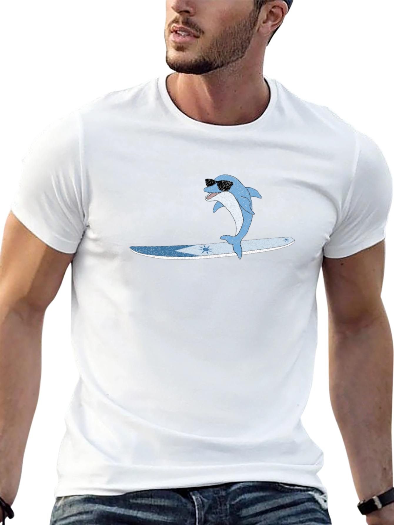 Surfing Dolphin Black T-Shirt
