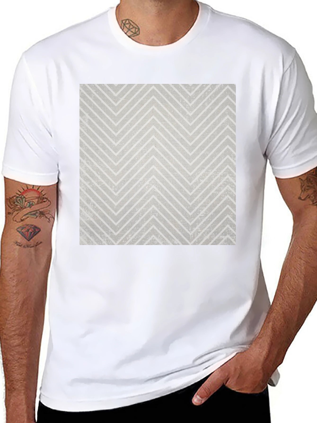 Modern Chevron Pattern Black T-Shirt
