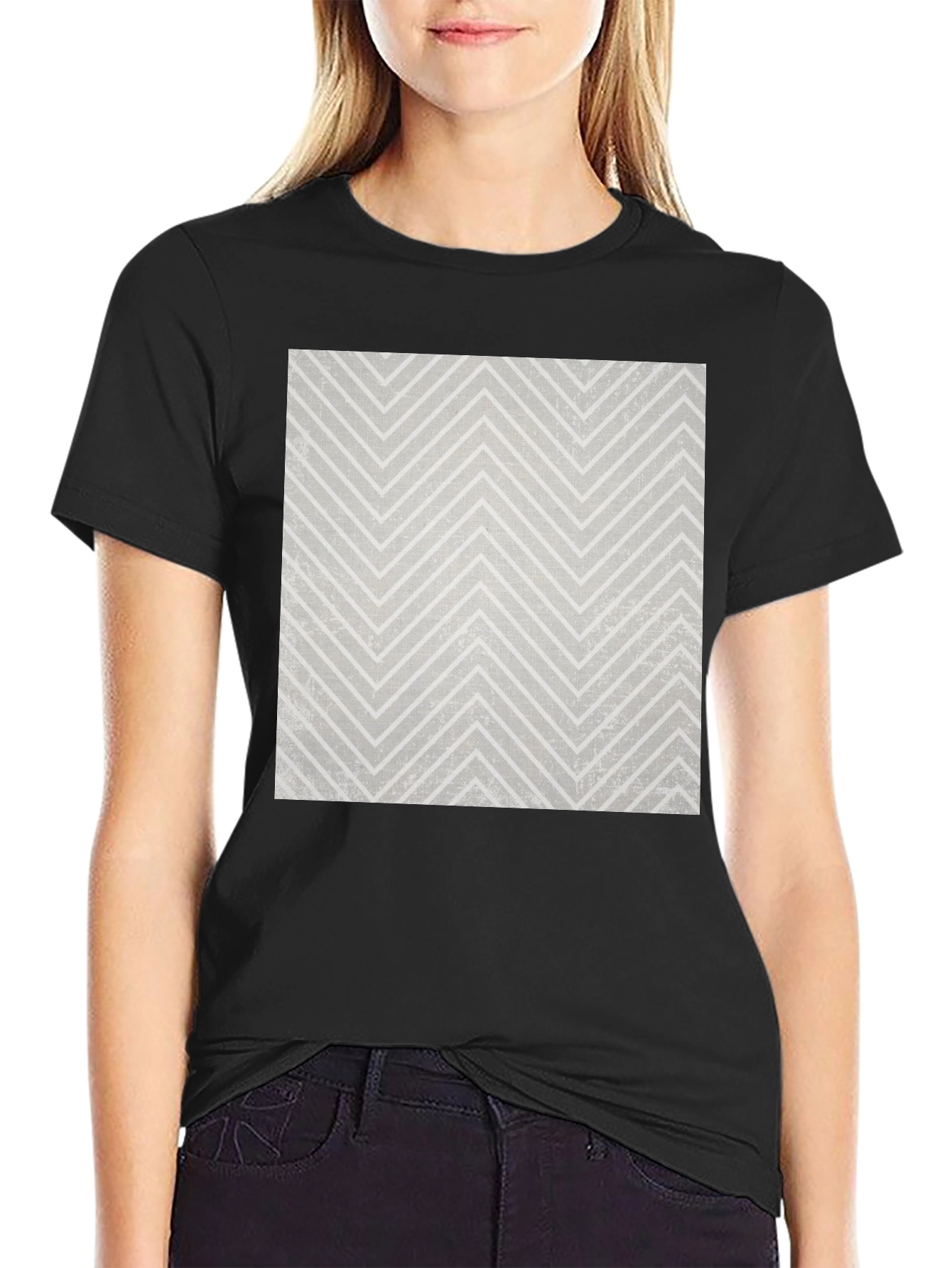 Modern Chevron Pattern Black T-Shirt