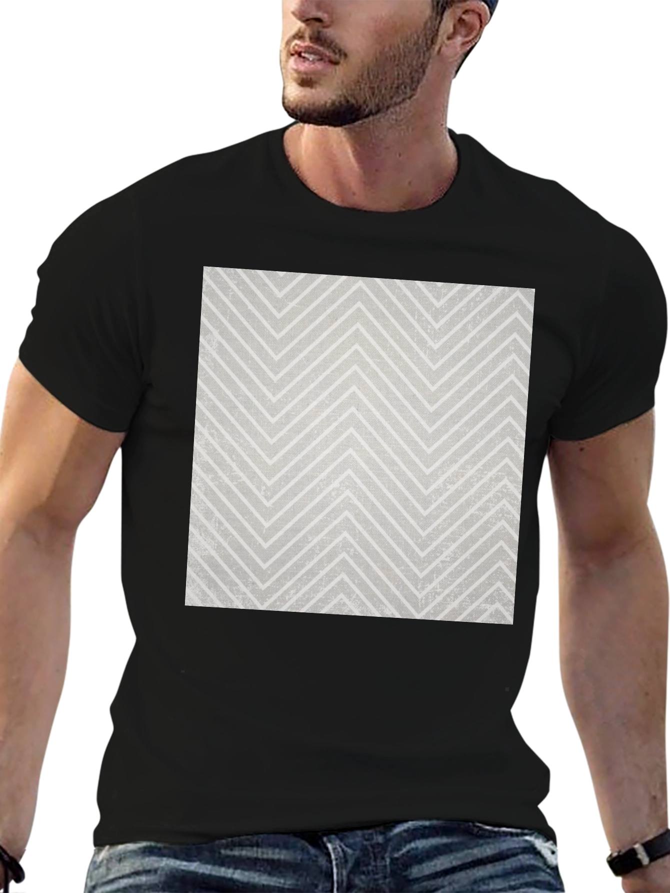 Modern Chevron Pattern Black T-Shirt