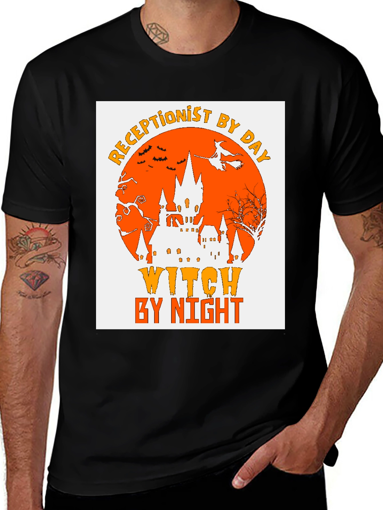 Receptionist by Day Witch by Night Halloween T-Shirt