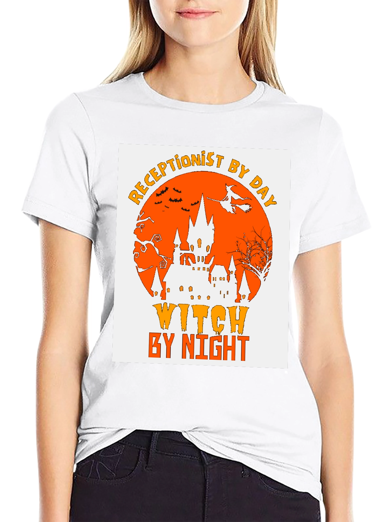 Receptionist by Day Witch by Night Halloween T-Shirt