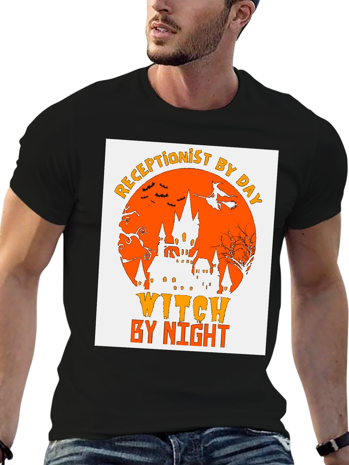 Receptionist by Day Witch by Night Halloween T-Shirt