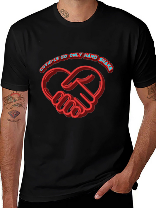 COVID-19 Handshake Heart Black T-Shirt