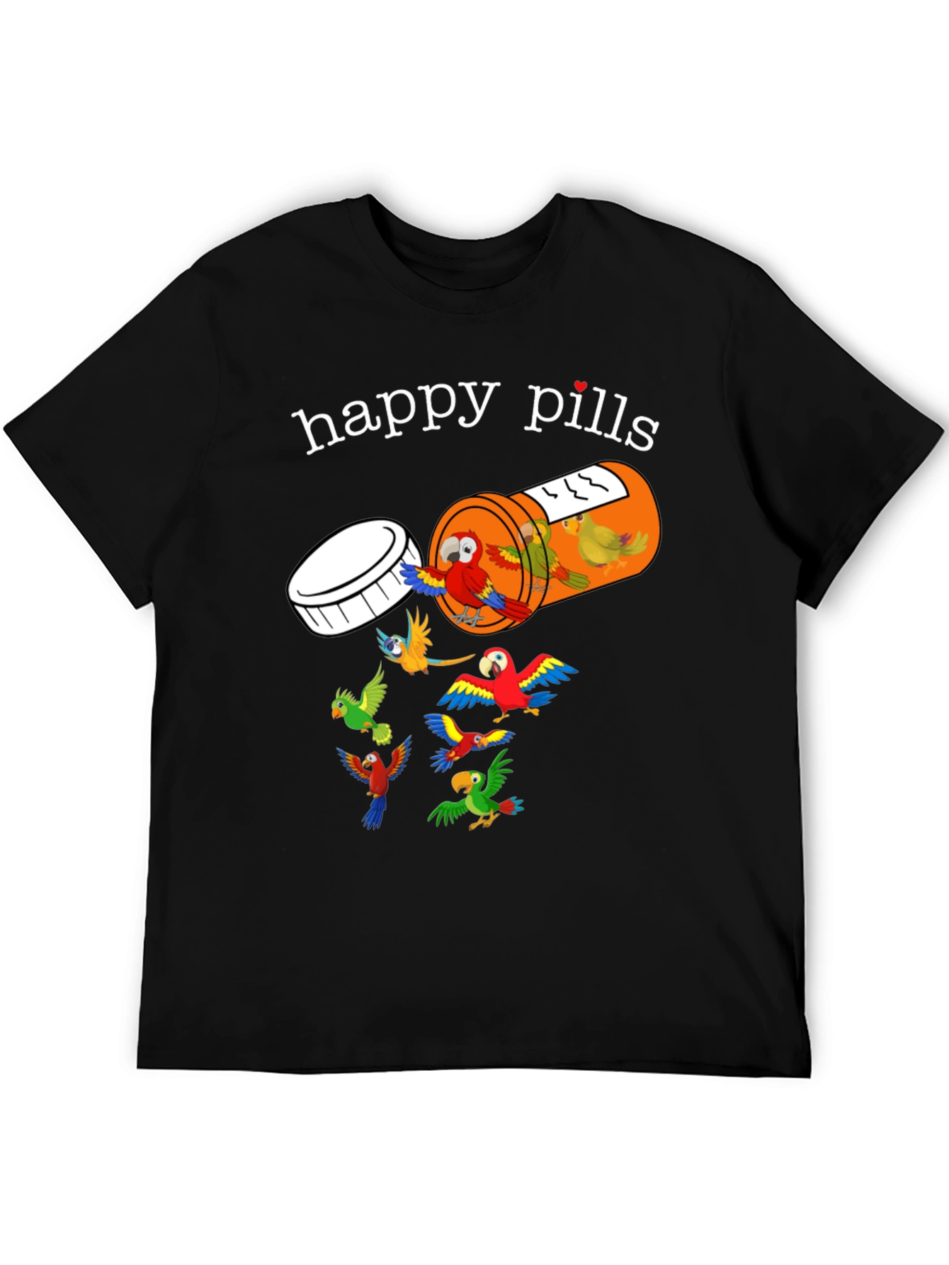Happy Pills Parrot T-Shirt - Fun Graphic Tee