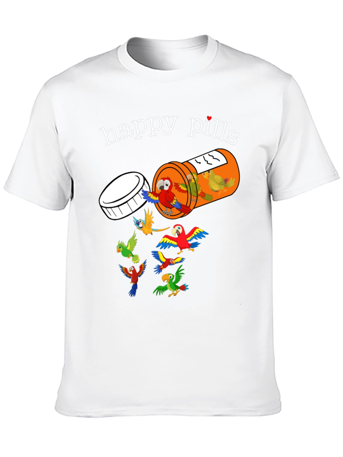 Happy Pills Parrot T-Shirt - Fun Graphic Tee
