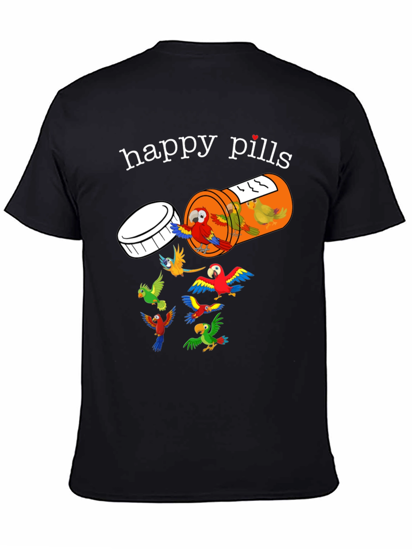 Happy Pills Parrot T-Shirt - Fun Graphic Tee
