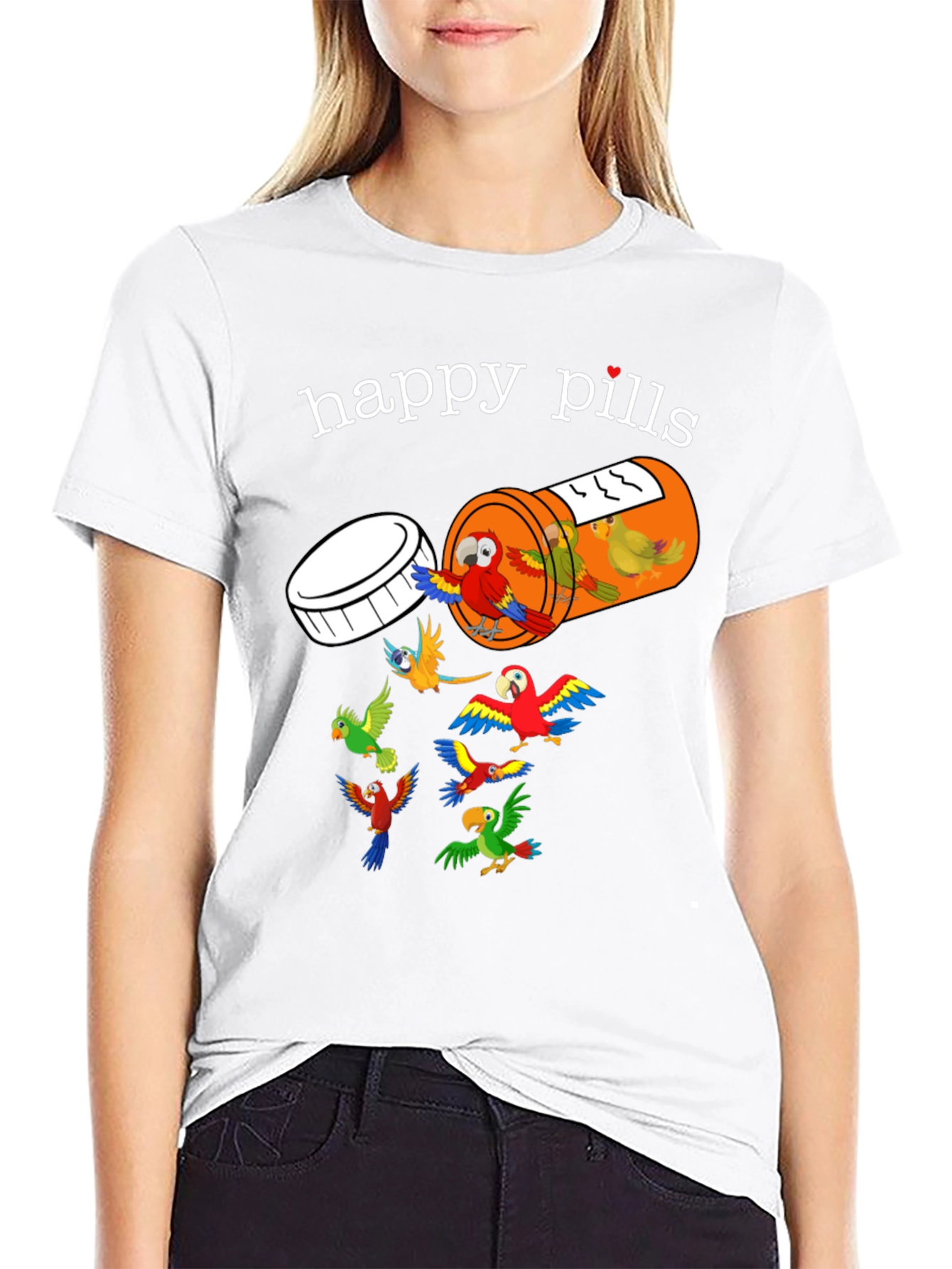 Happy Pills Parrot T-Shirt - Fun Graphic Tee