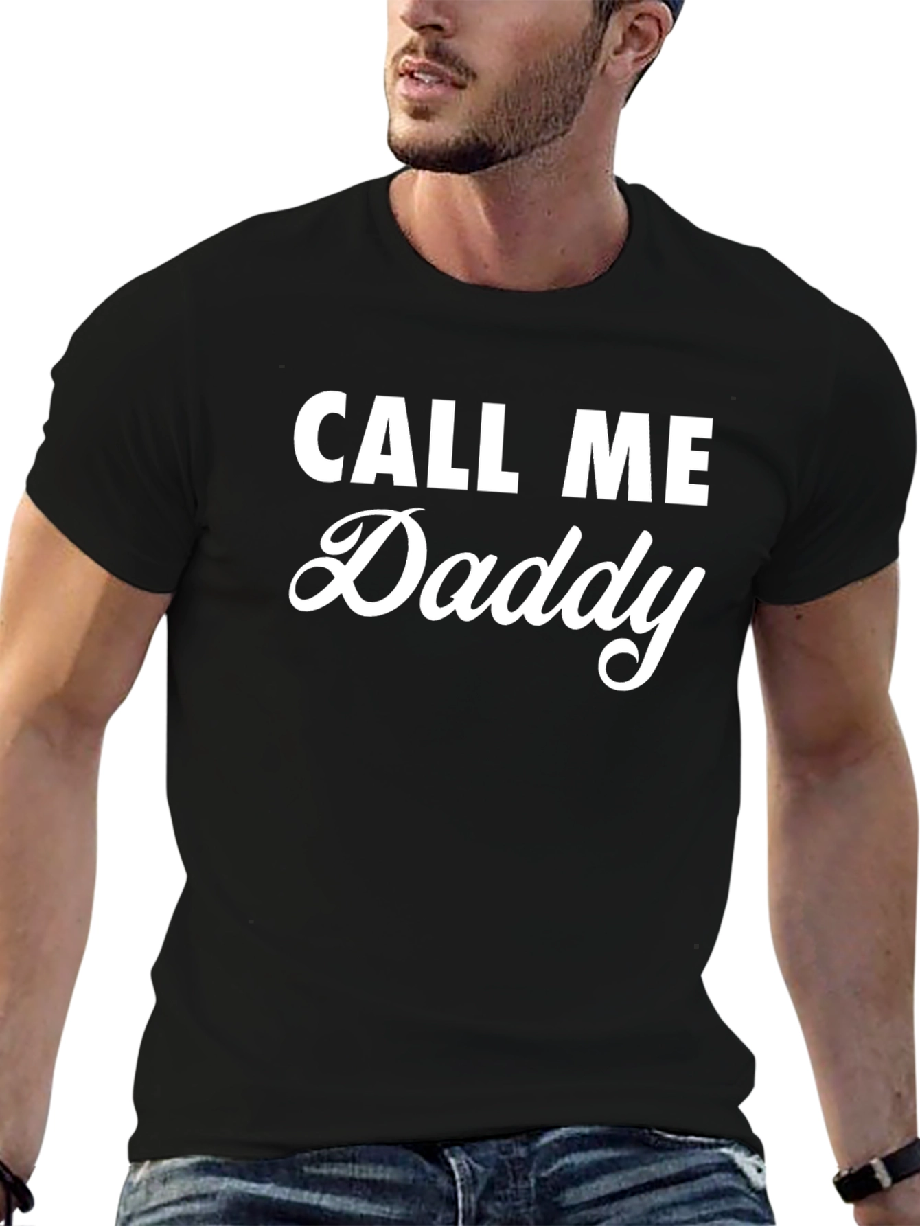 Call Me Daddy Graphic Tee - Black Cotton T-Shirt